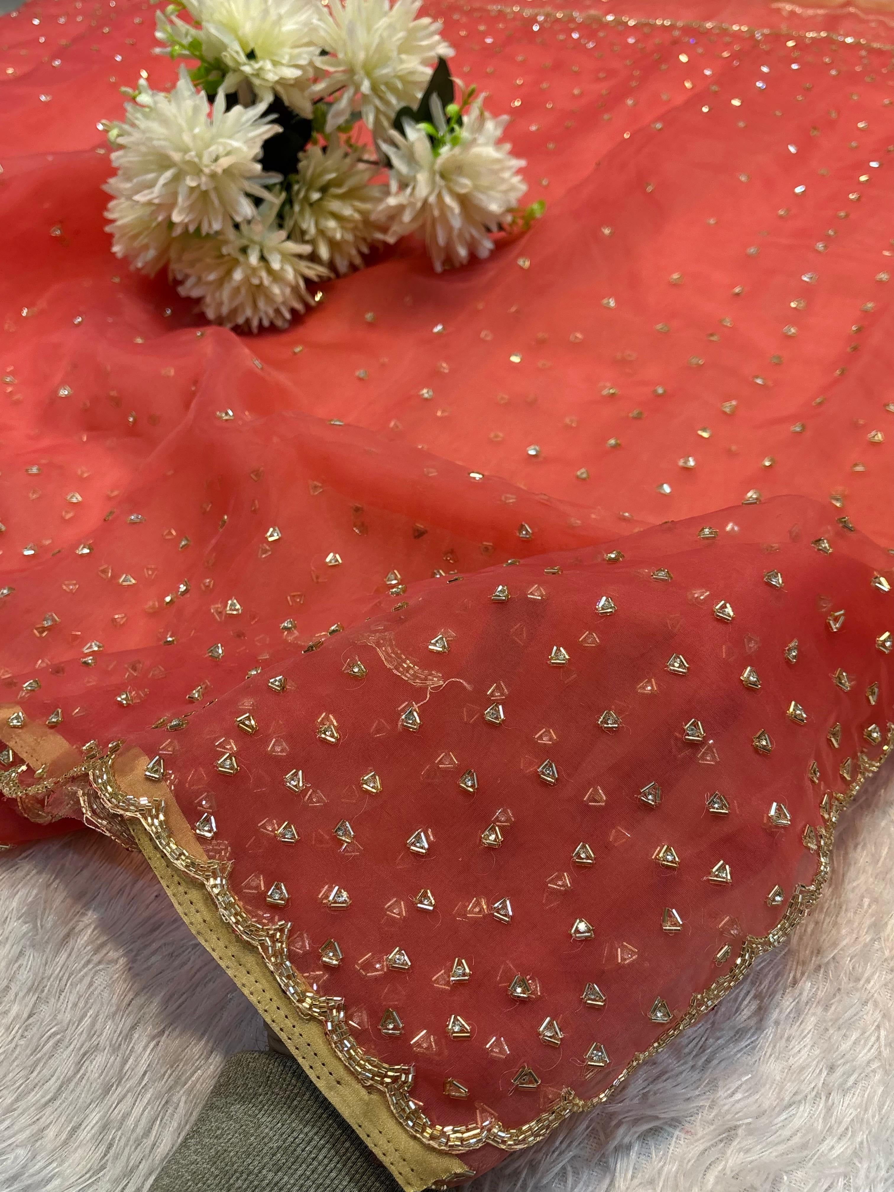 glass tissue saree
