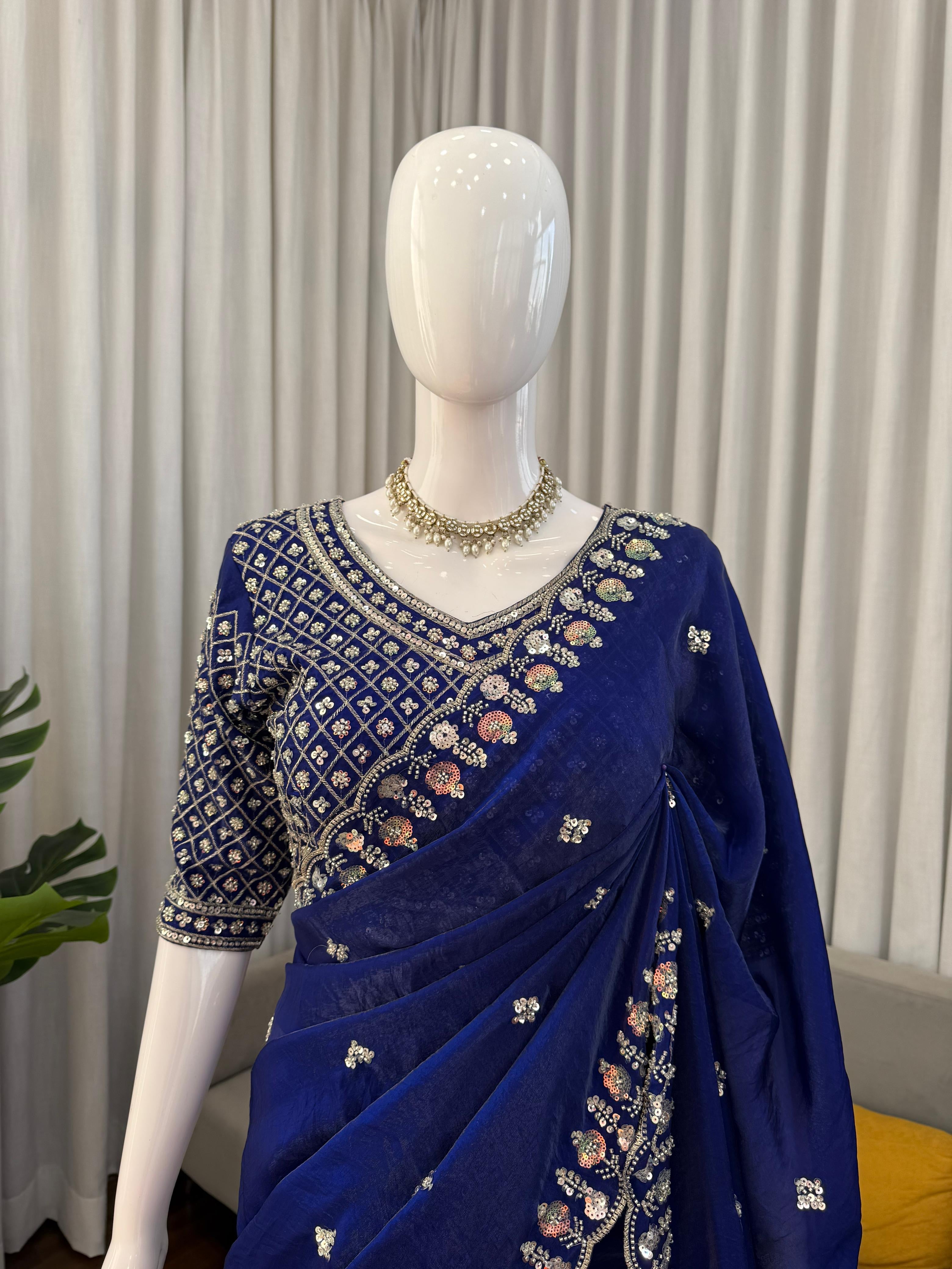 Royal Beads Embellished Designer Saree