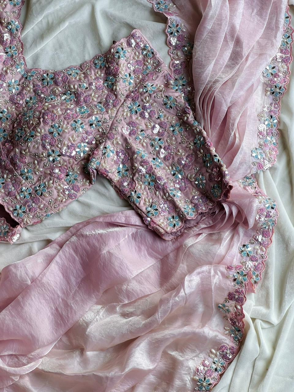 Blush ready to wear saree