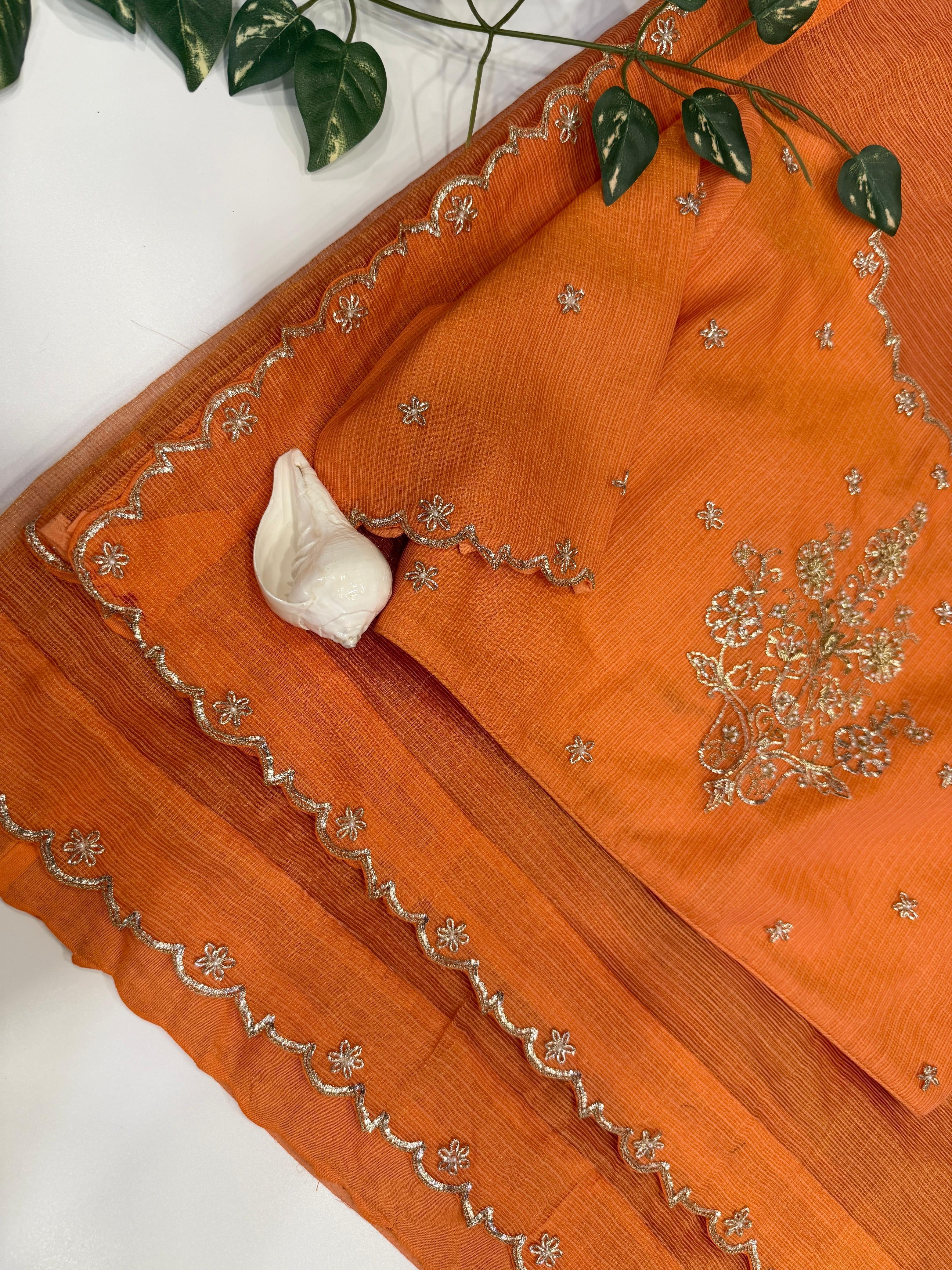 Saanjh Orange Saree