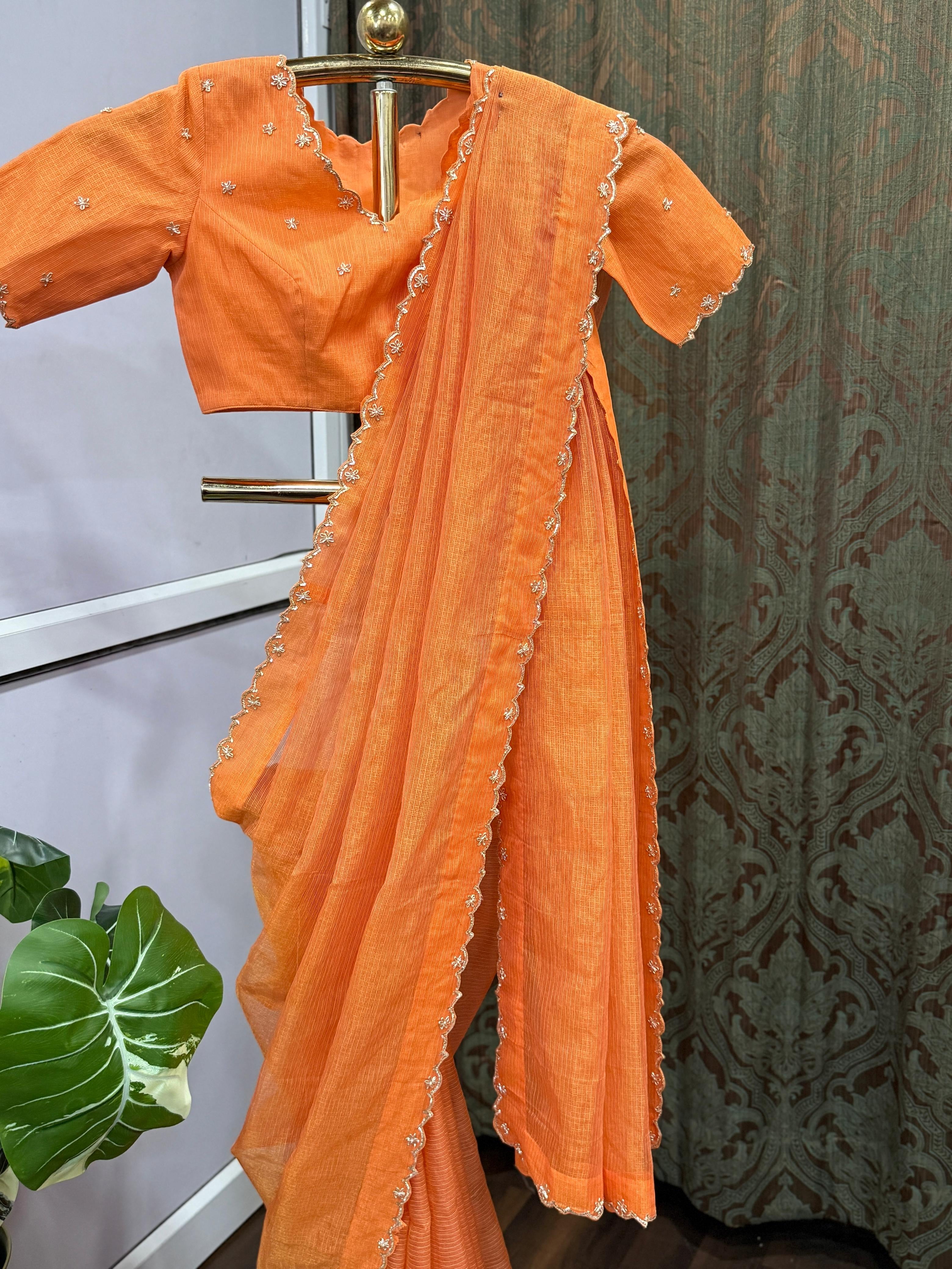 Saanjh Orange Saree