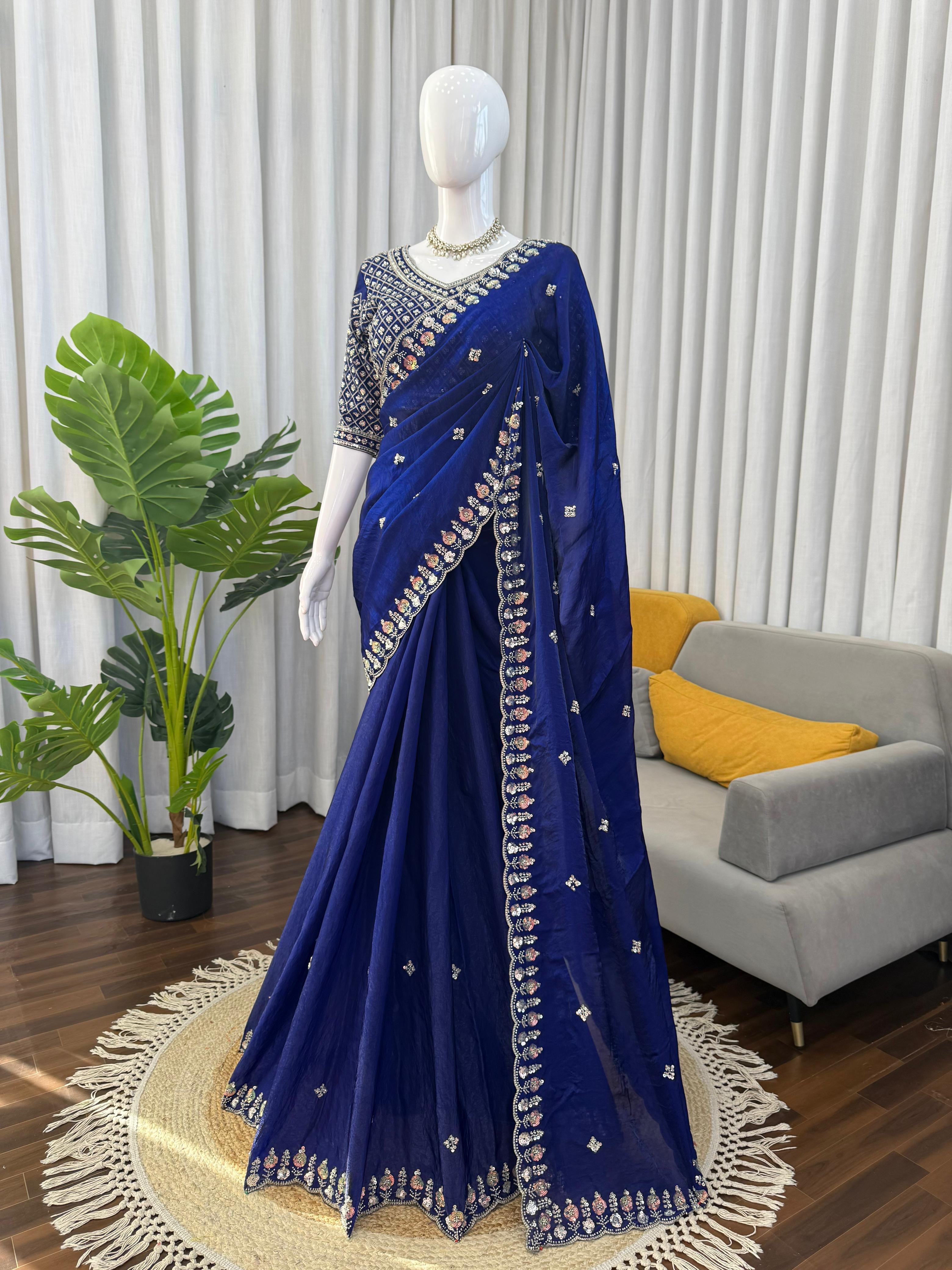 Royal Beads Embellished Designer Saree