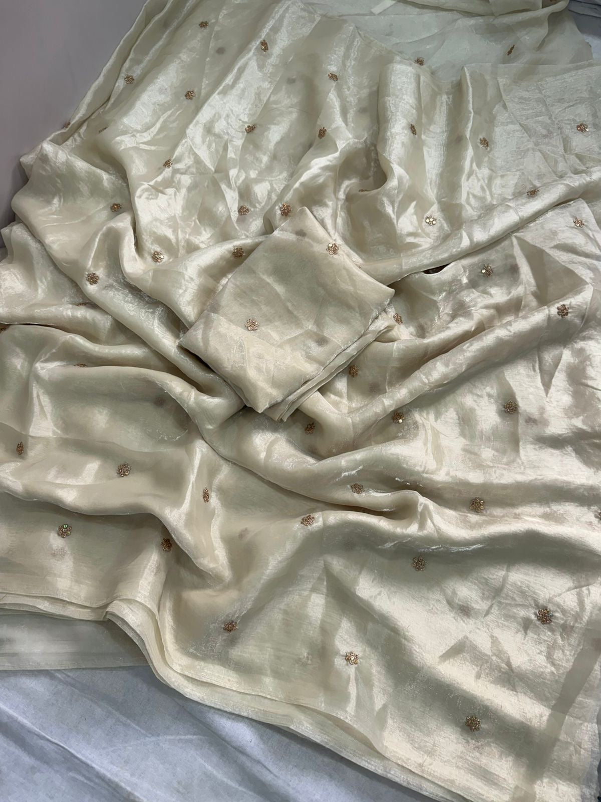 Soft Silk Saree with All-Over Embroidery