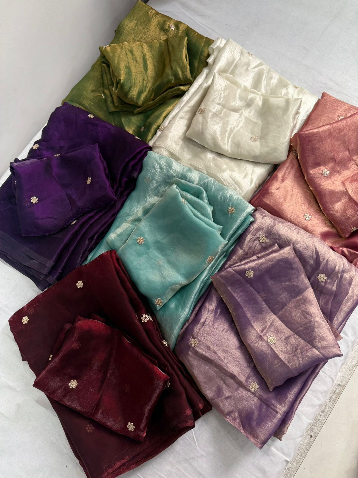 Soft Silk Saree with All-Over Embroidery