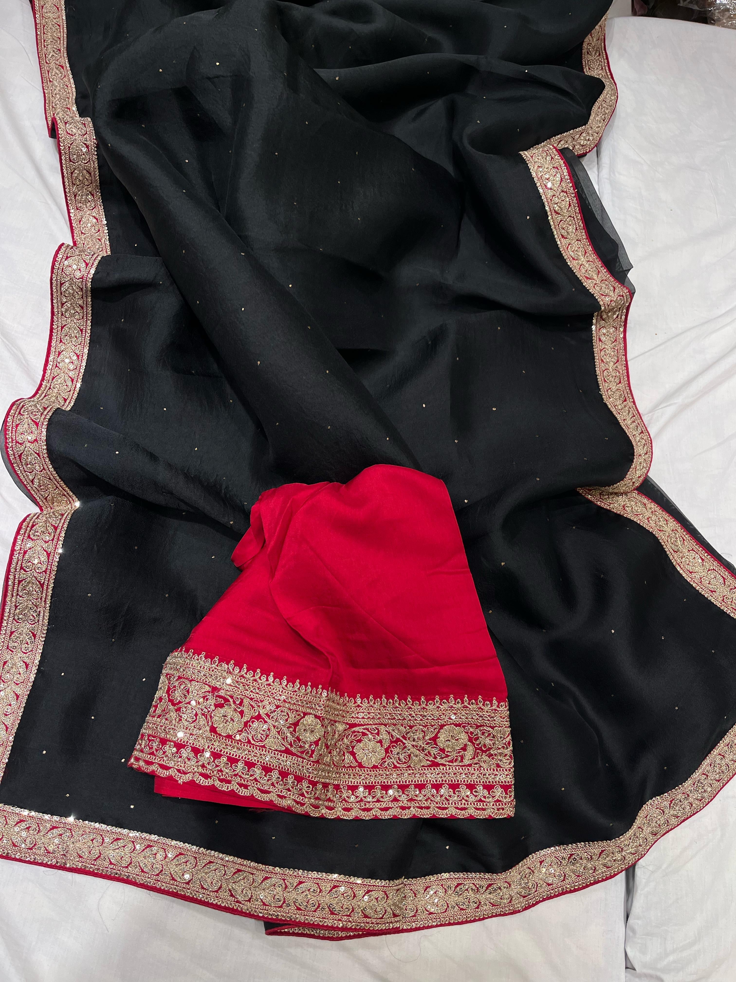 Black tissue saree