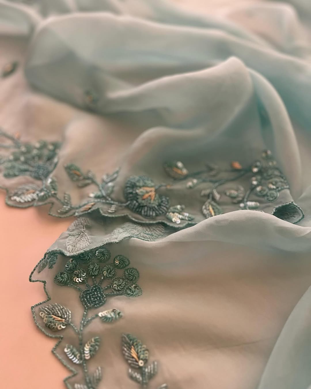 Cutdana work Organza Saree