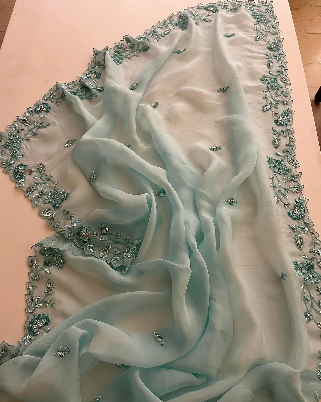 Cutdana work Organza Saree