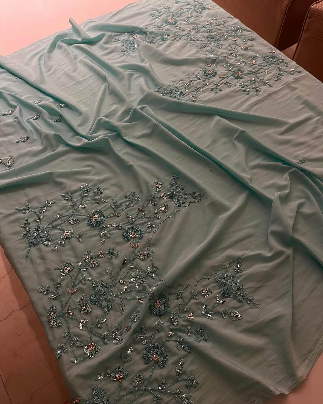 Cutdana work Organza Saree