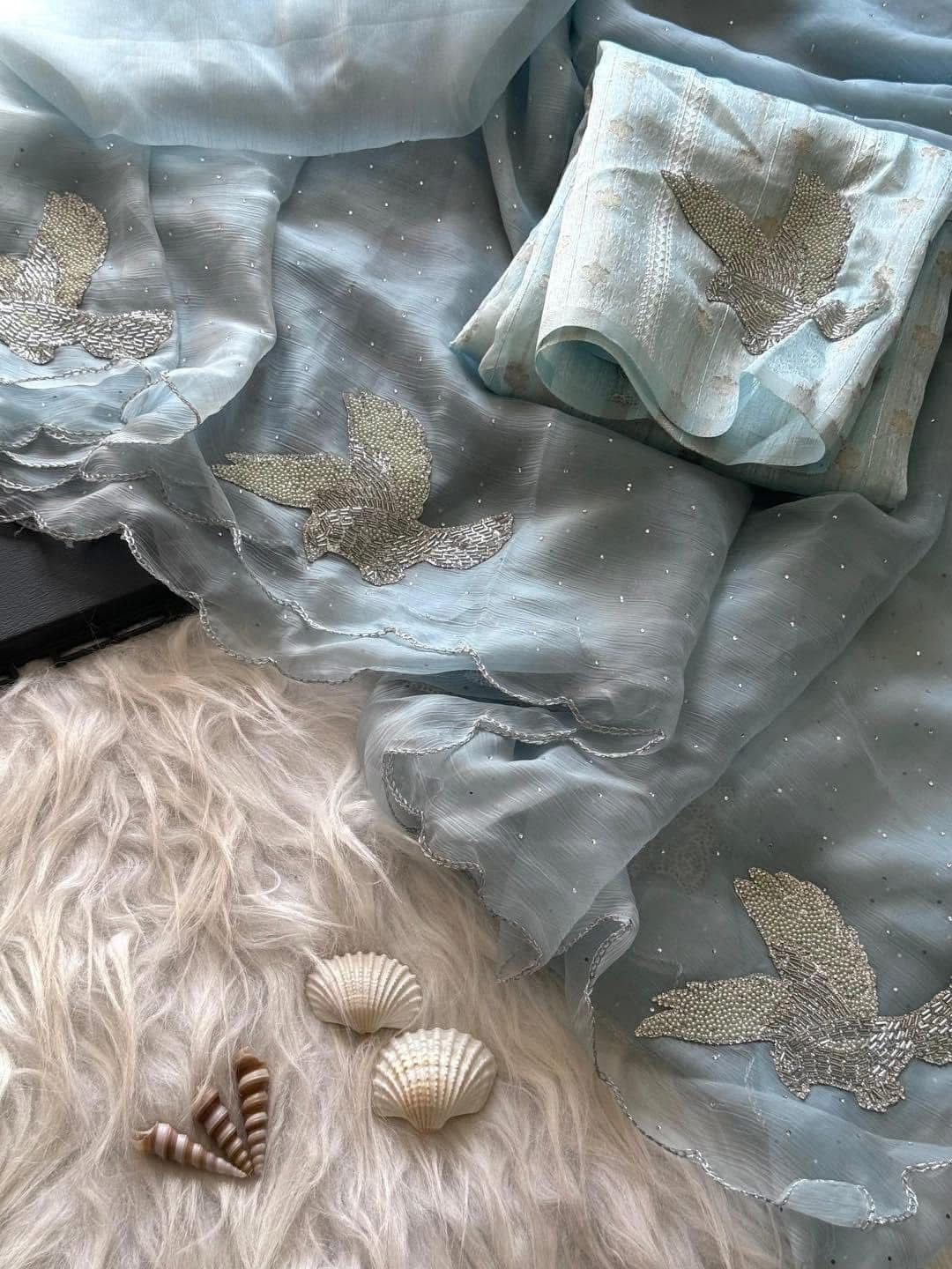 Blush chiffon sarees