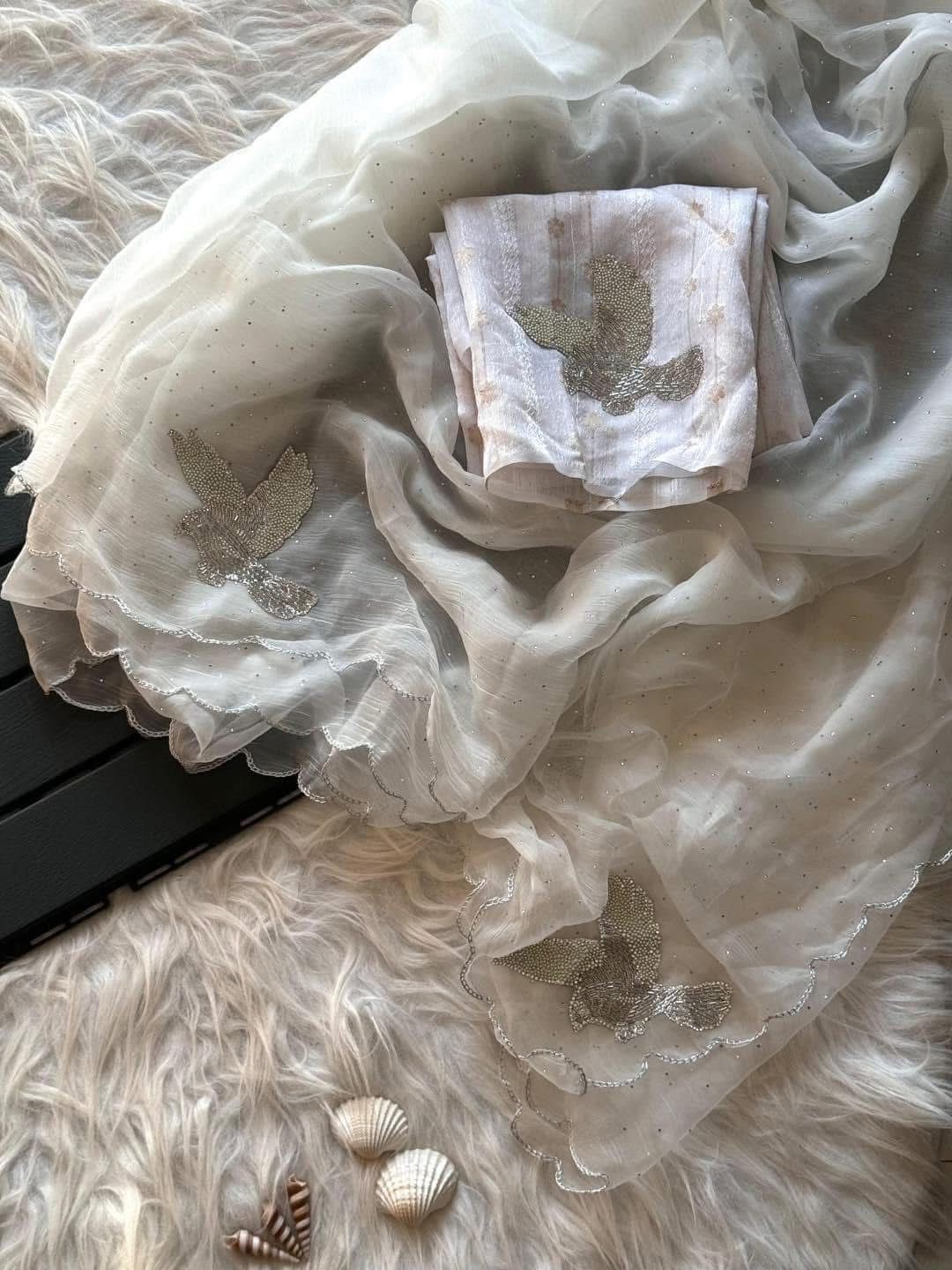 Blush chiffon sarees