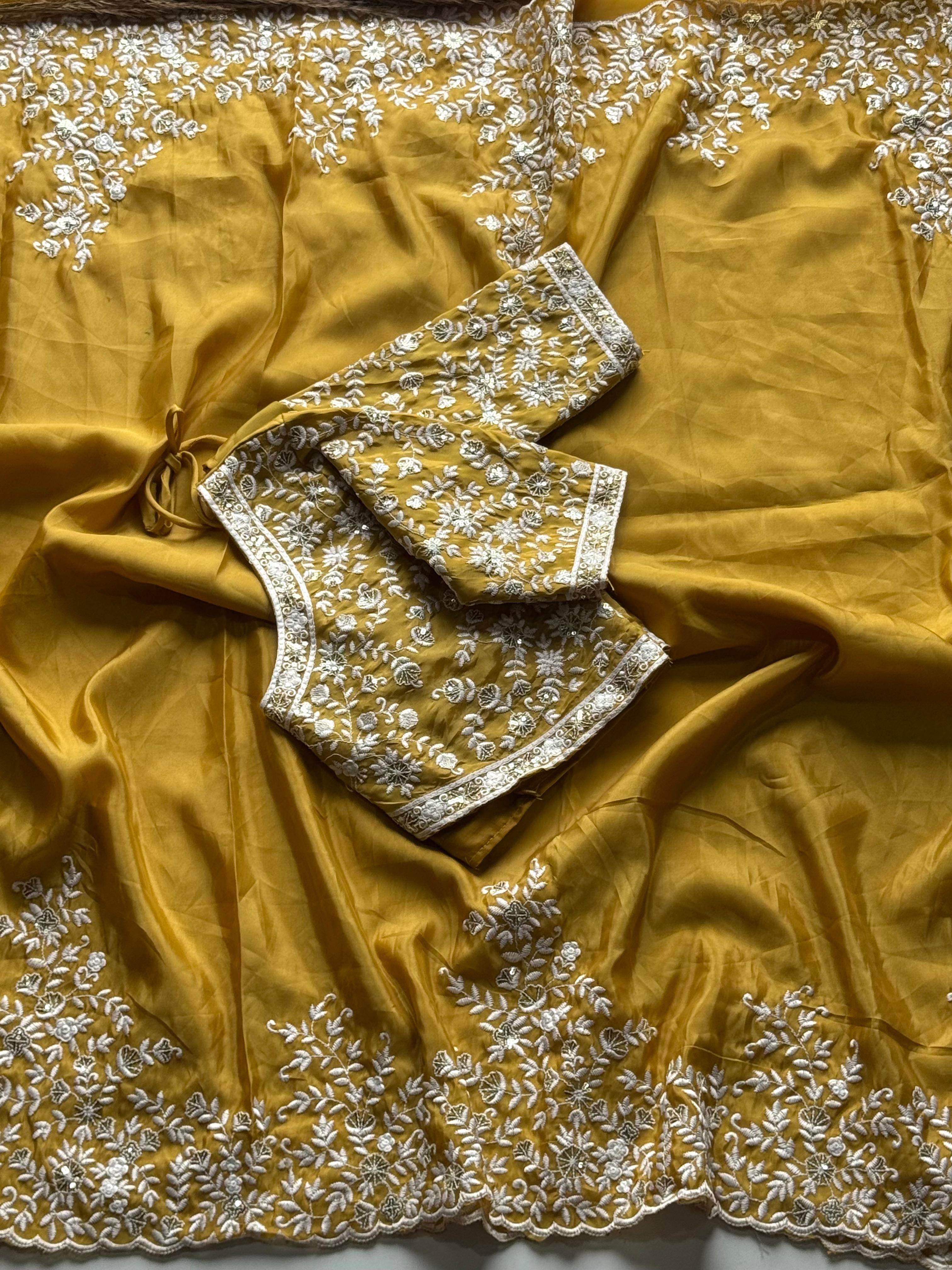 Lemon yellow saree