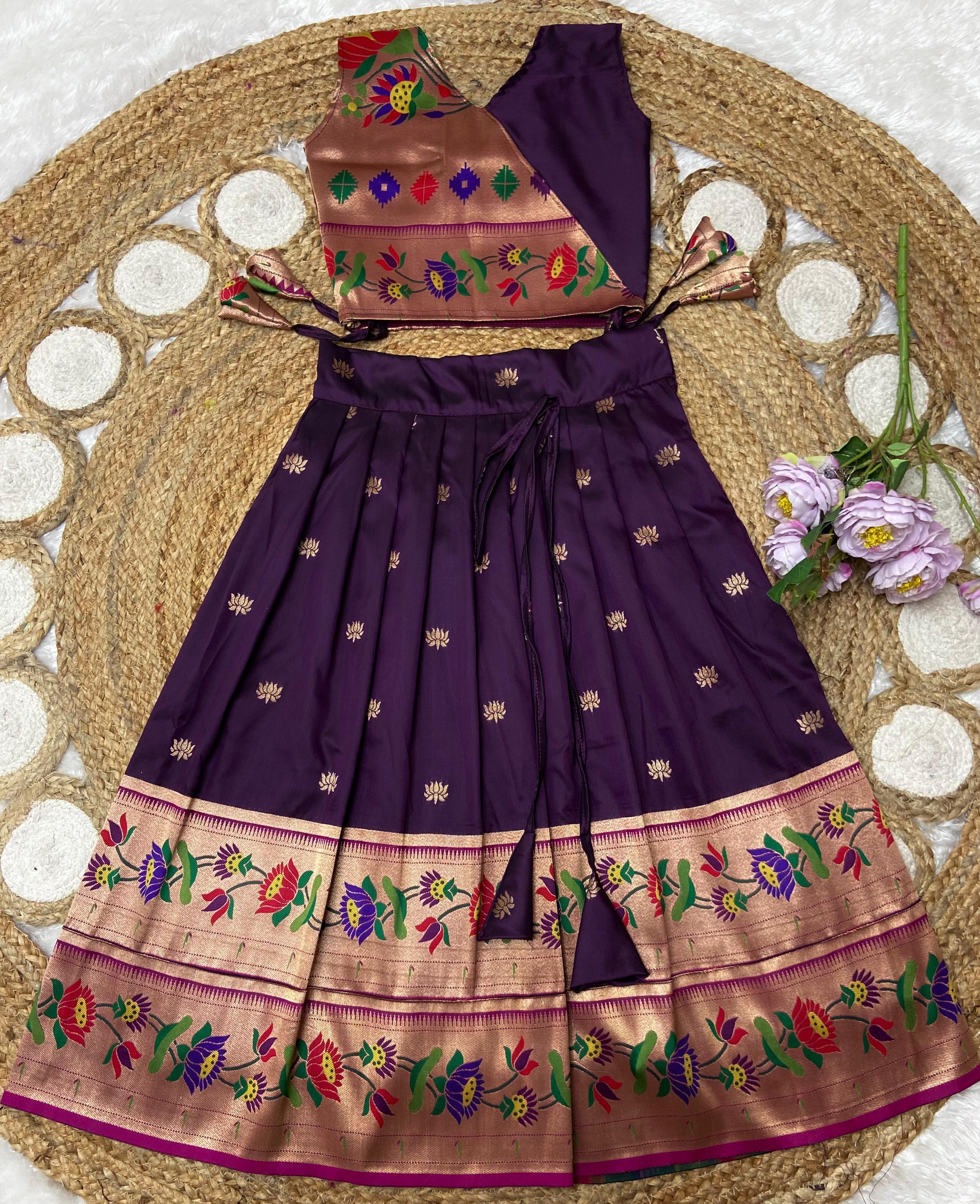 Paithani Lehenga For Kids