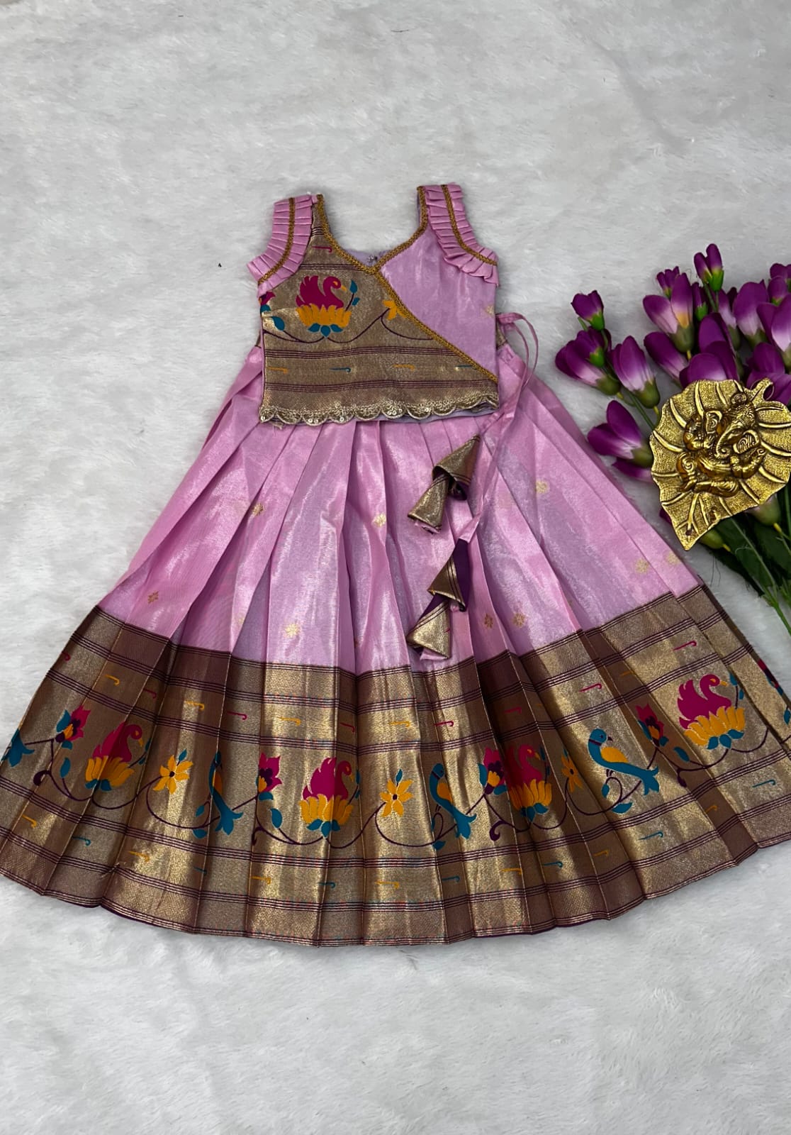 Kids Paithani Zari Lehenga Set