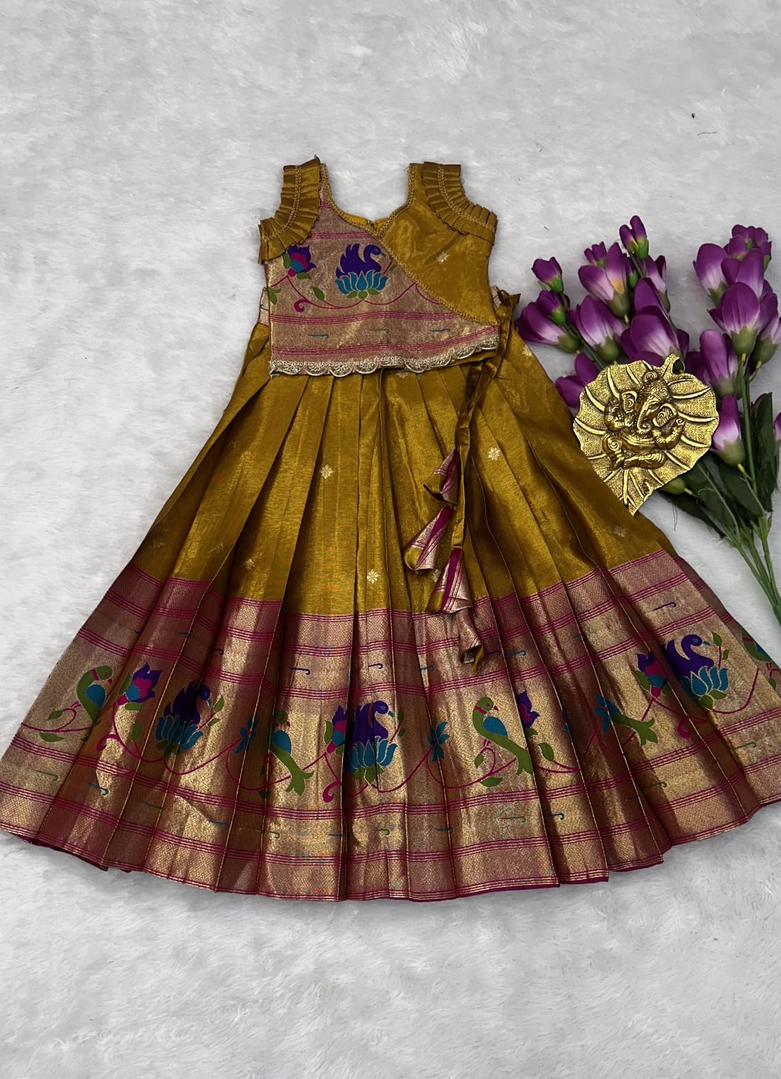Kids Paithani Zari Lehenga Set