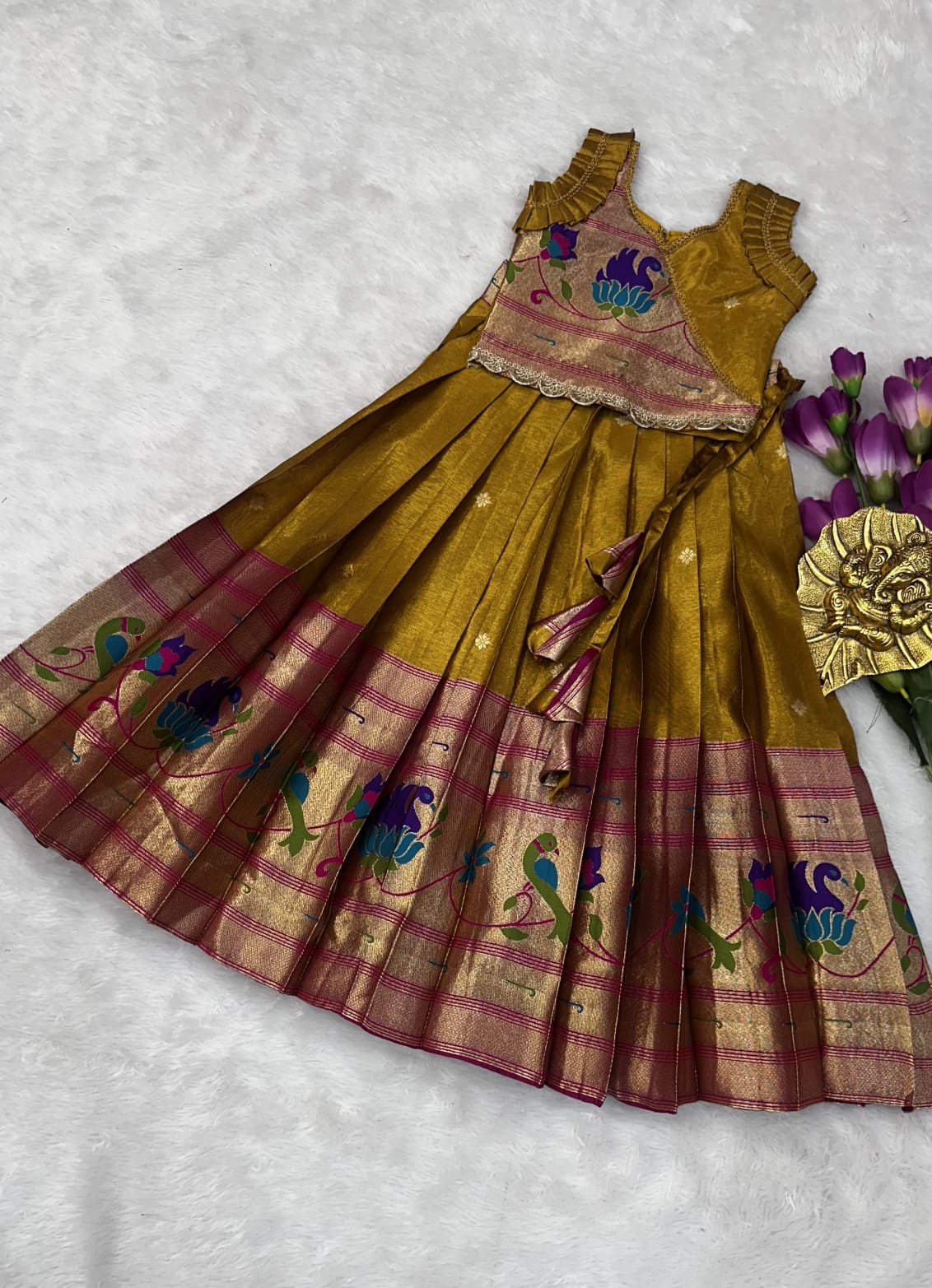 Kids Paithani Zari Lehenga Set