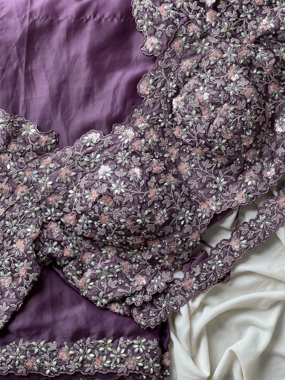 Mauve Ready To Wear Saree