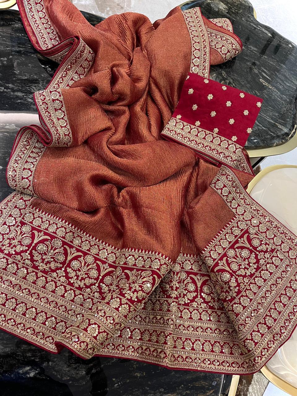 Crush Tissue Saree