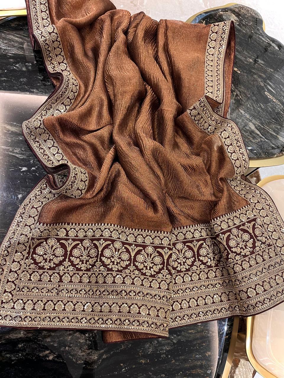 Crush Tissue Saree