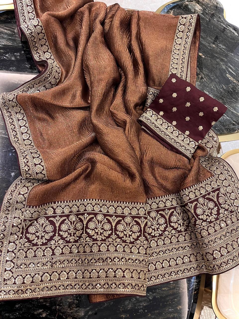 Crush Tissue Saree