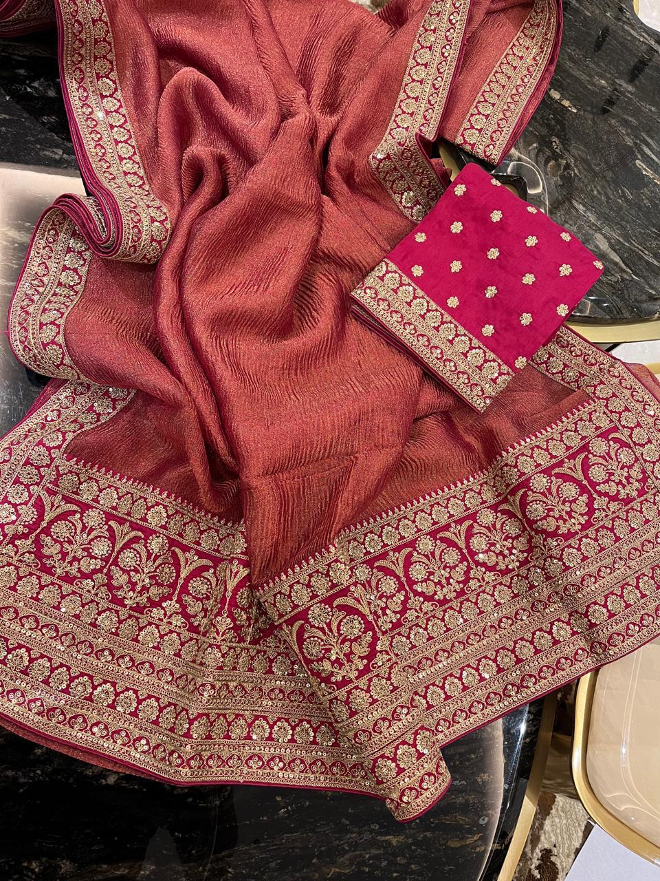 Crush Tissue Saree