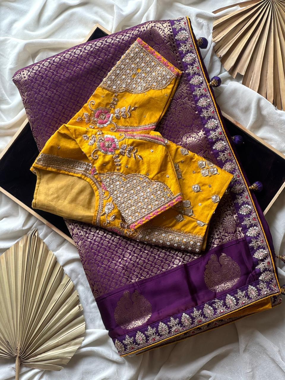 Yellow Purple Saree