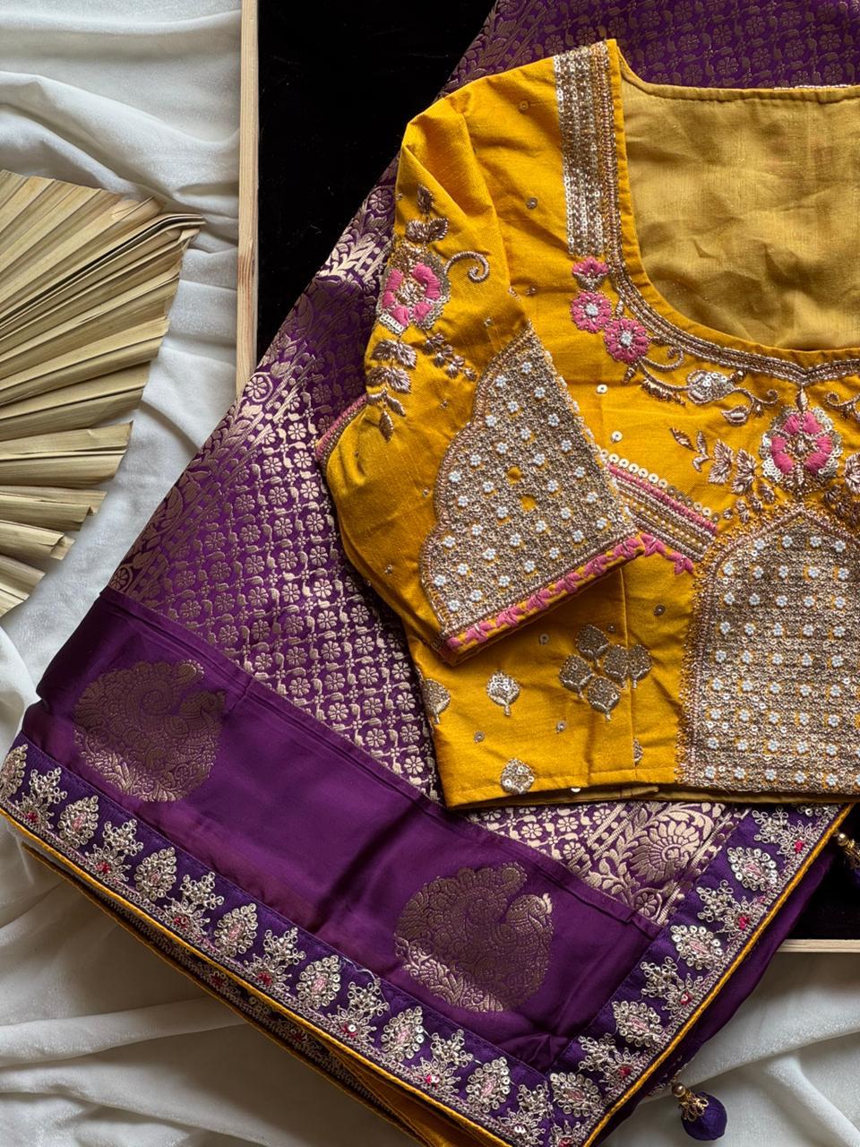 Yellow Purple Saree