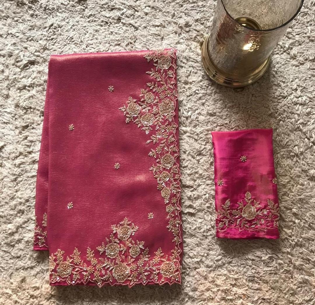 Tissue Handwork Saree