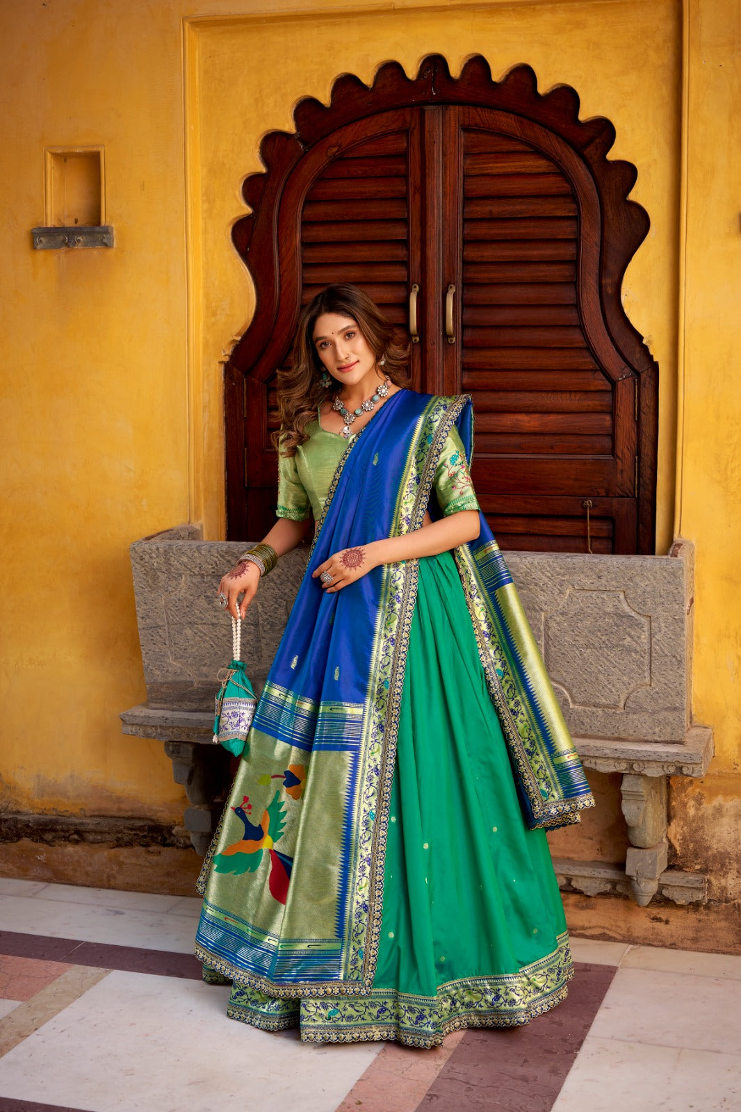 Harit Paithani Silk Lehenga Set