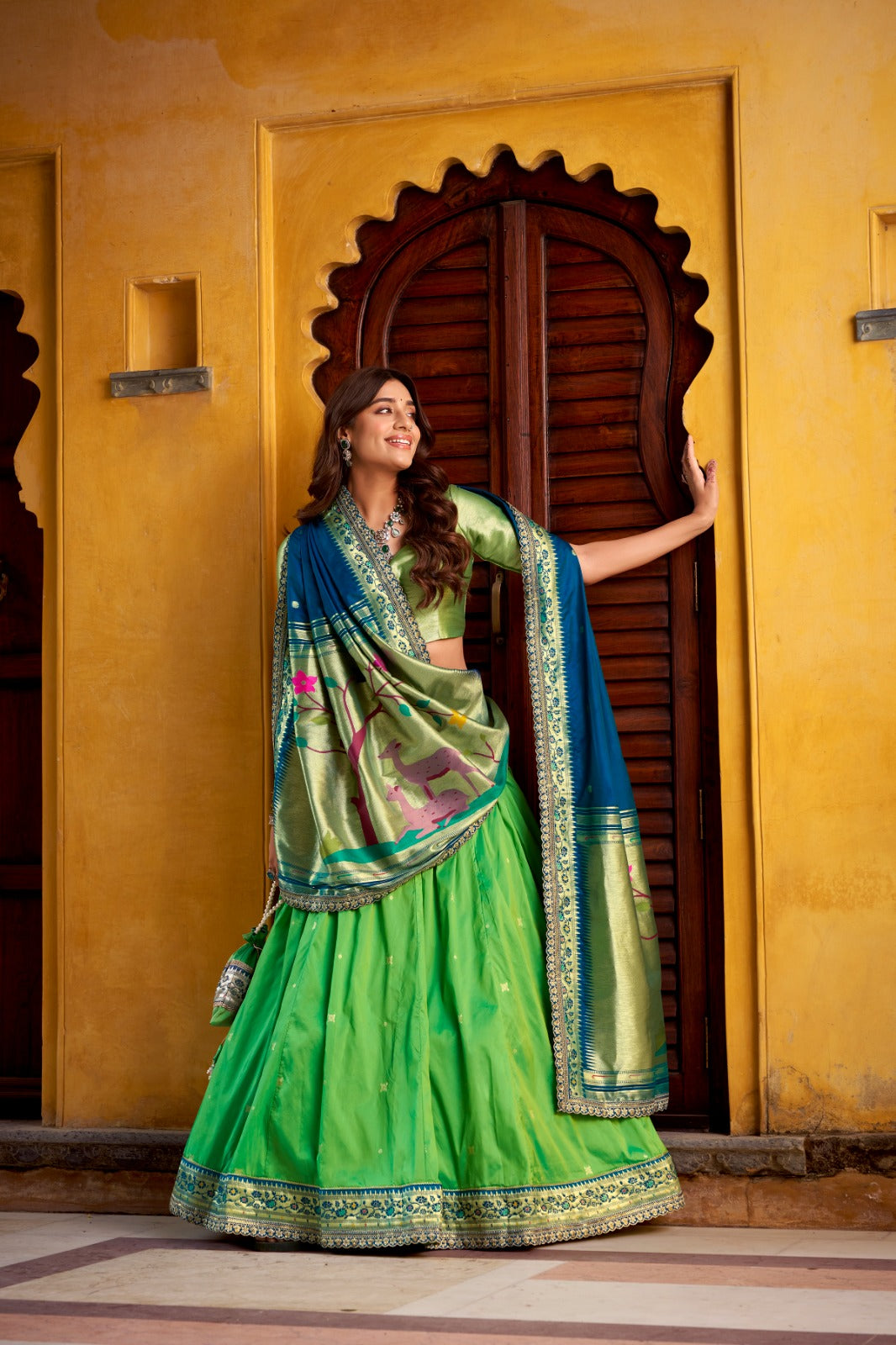 Harit Paithani Silk Lehenga Set