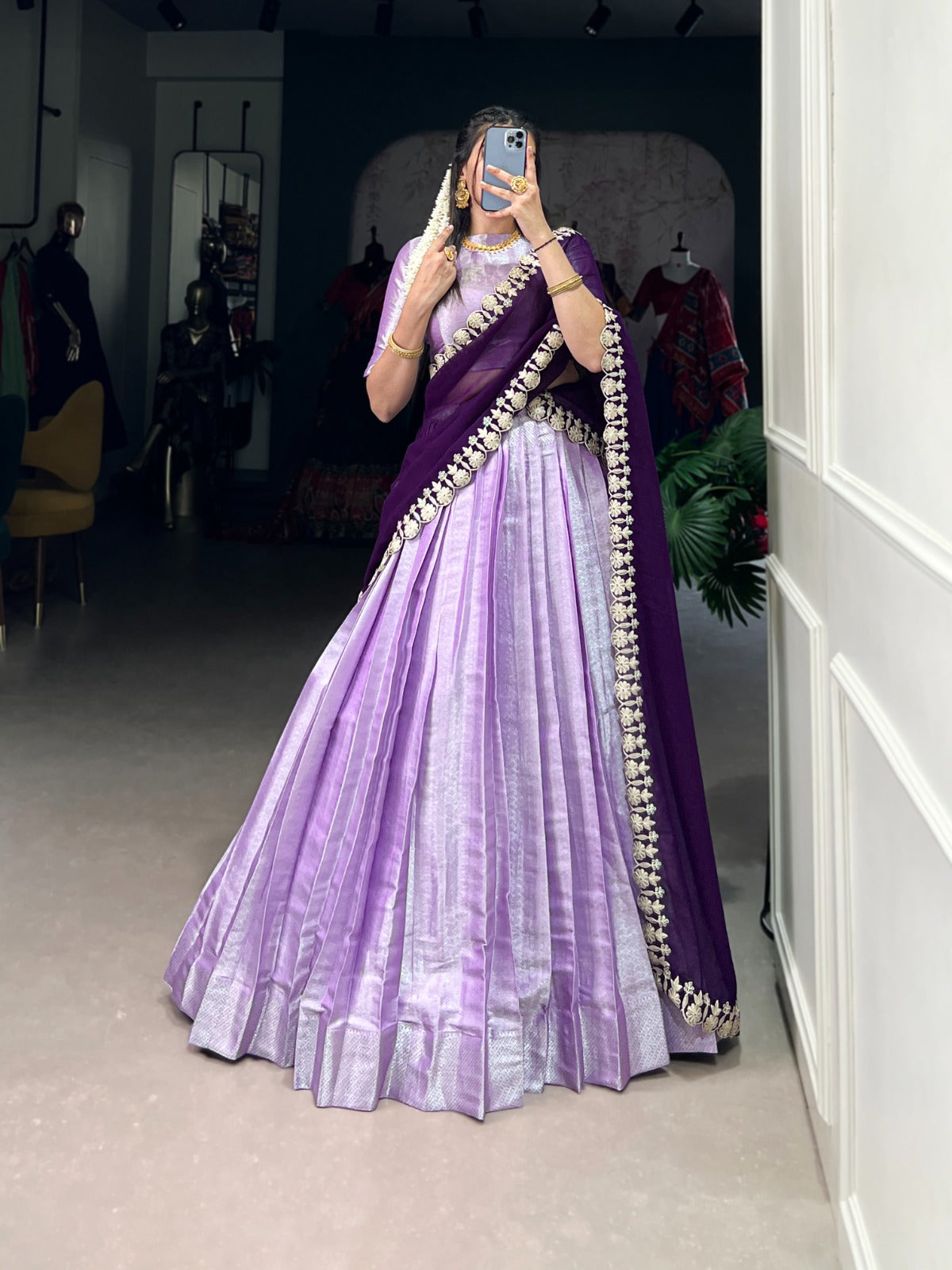 Lavender Weave Jacquard Lehenga Set