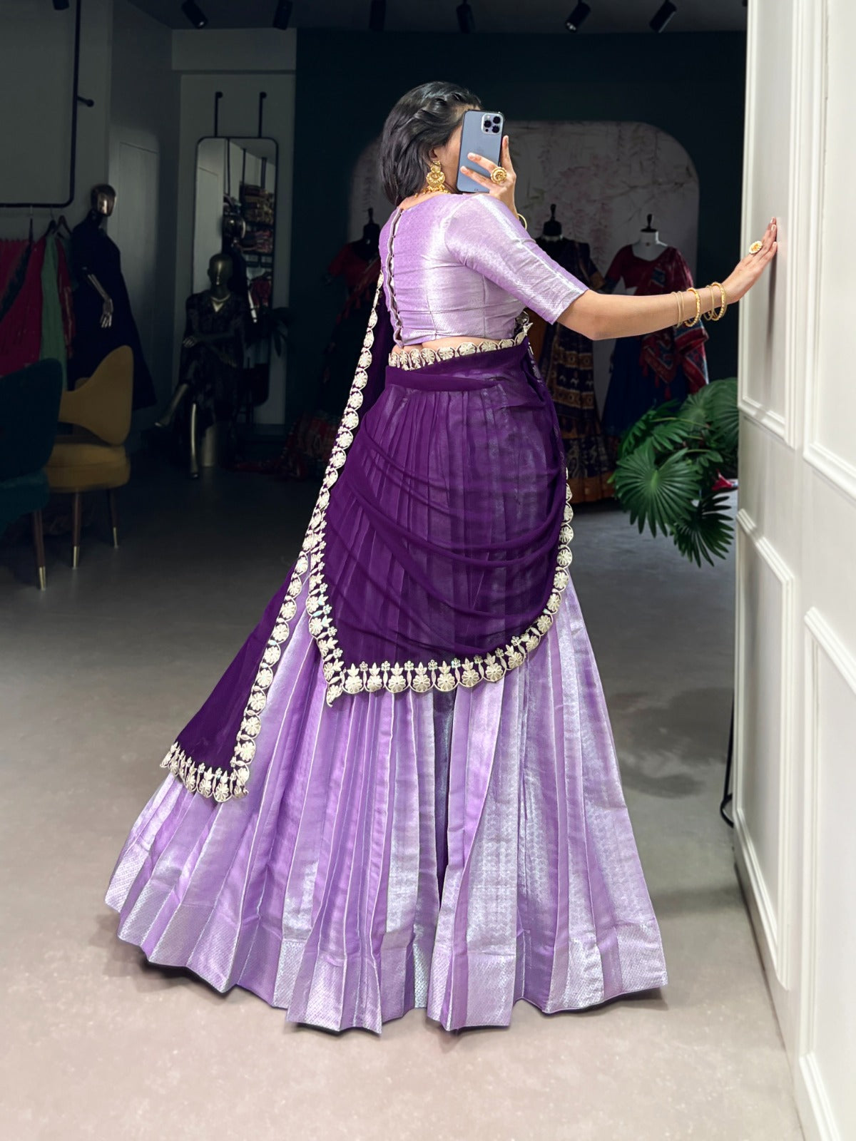 Lavender Weave Jacquard Lehenga Set