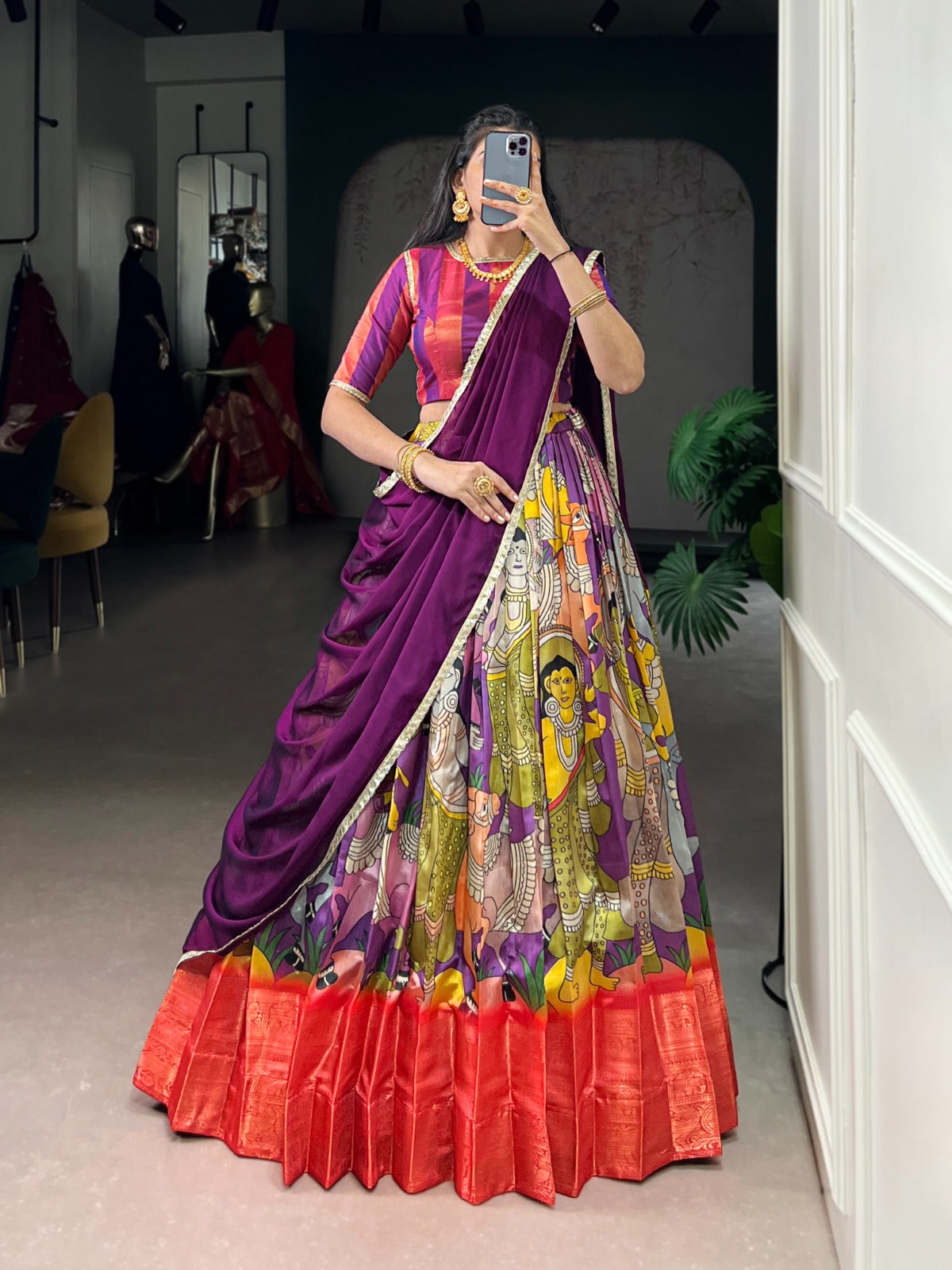 Kalamkari Royale Dola Silk Lehenga Set