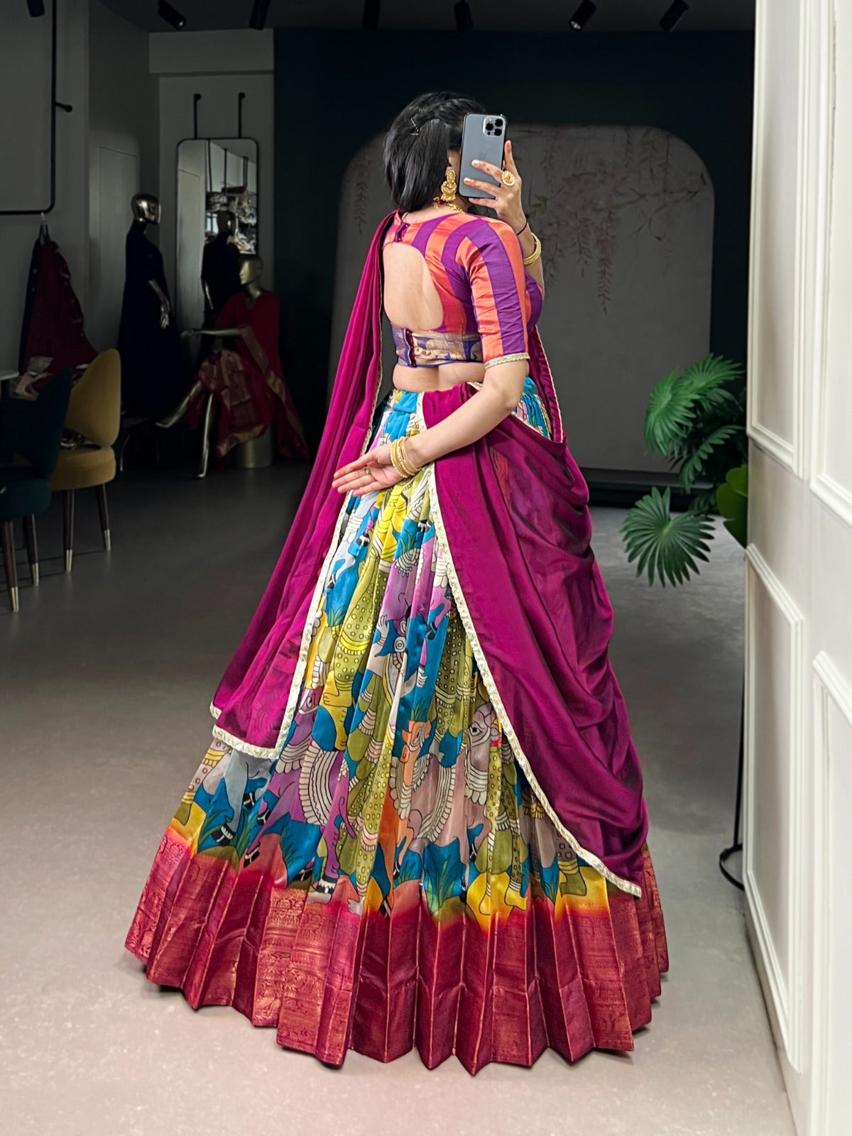 Kalamkari Royale Dola Silk Lehenga Set