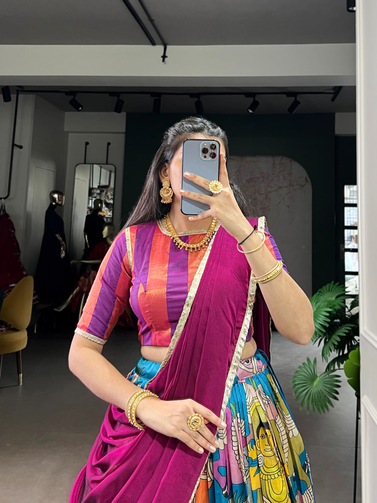 Kalamkari Royale Dola Silk Lehenga Set