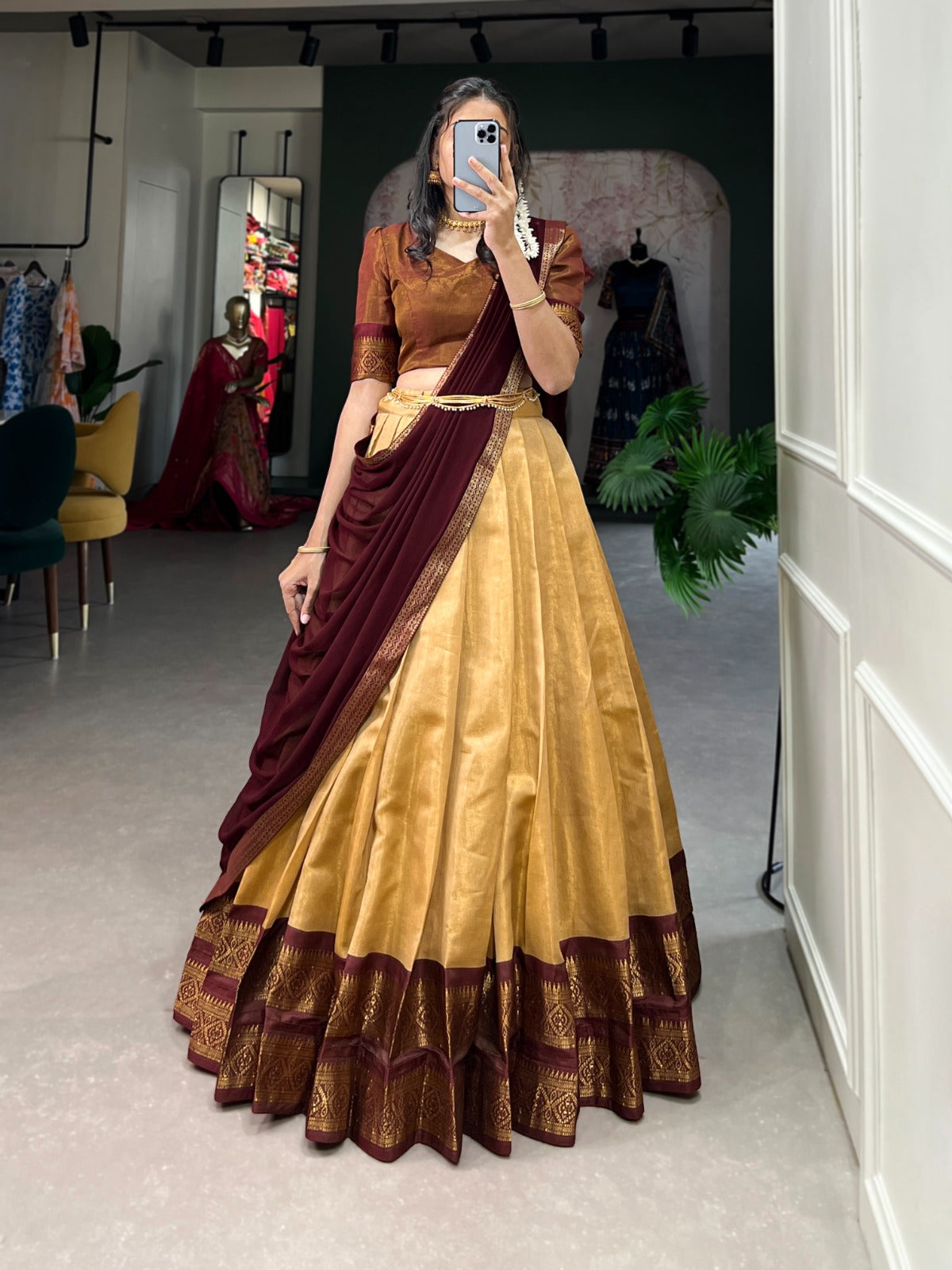 Kanchipuram cotton silk lehenga set