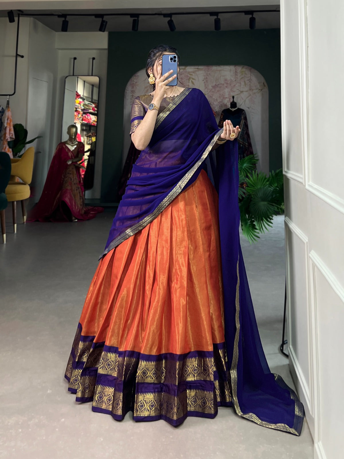 Kanchipuram cotton silk lehenga set