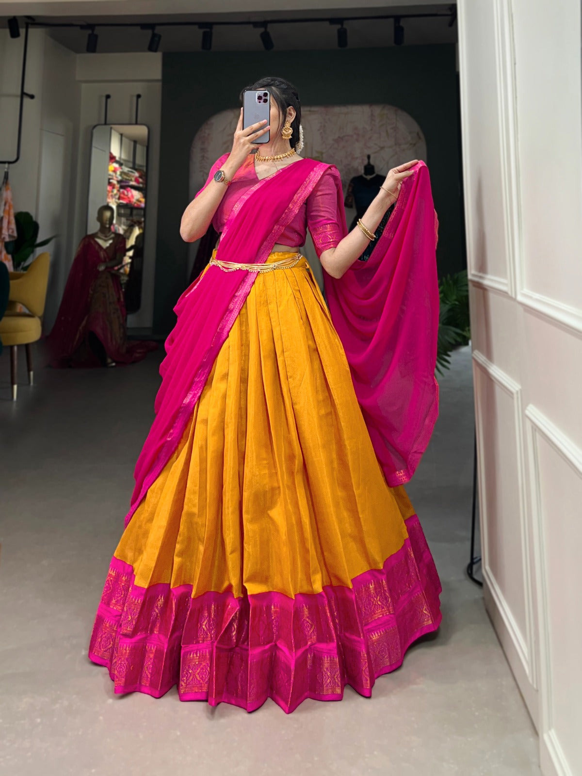 Kanchipuram cotton silk lehenga set
