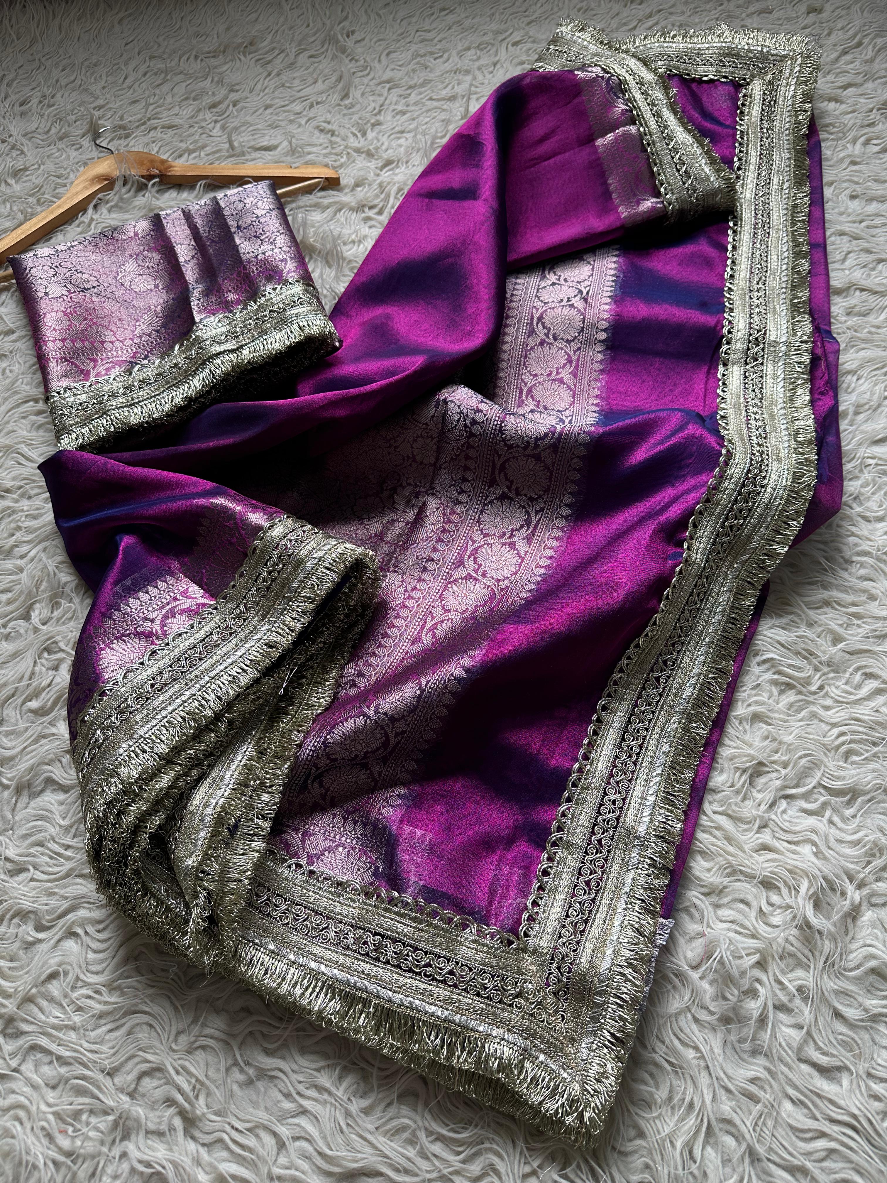 Purple Banarasi Tissue Saree