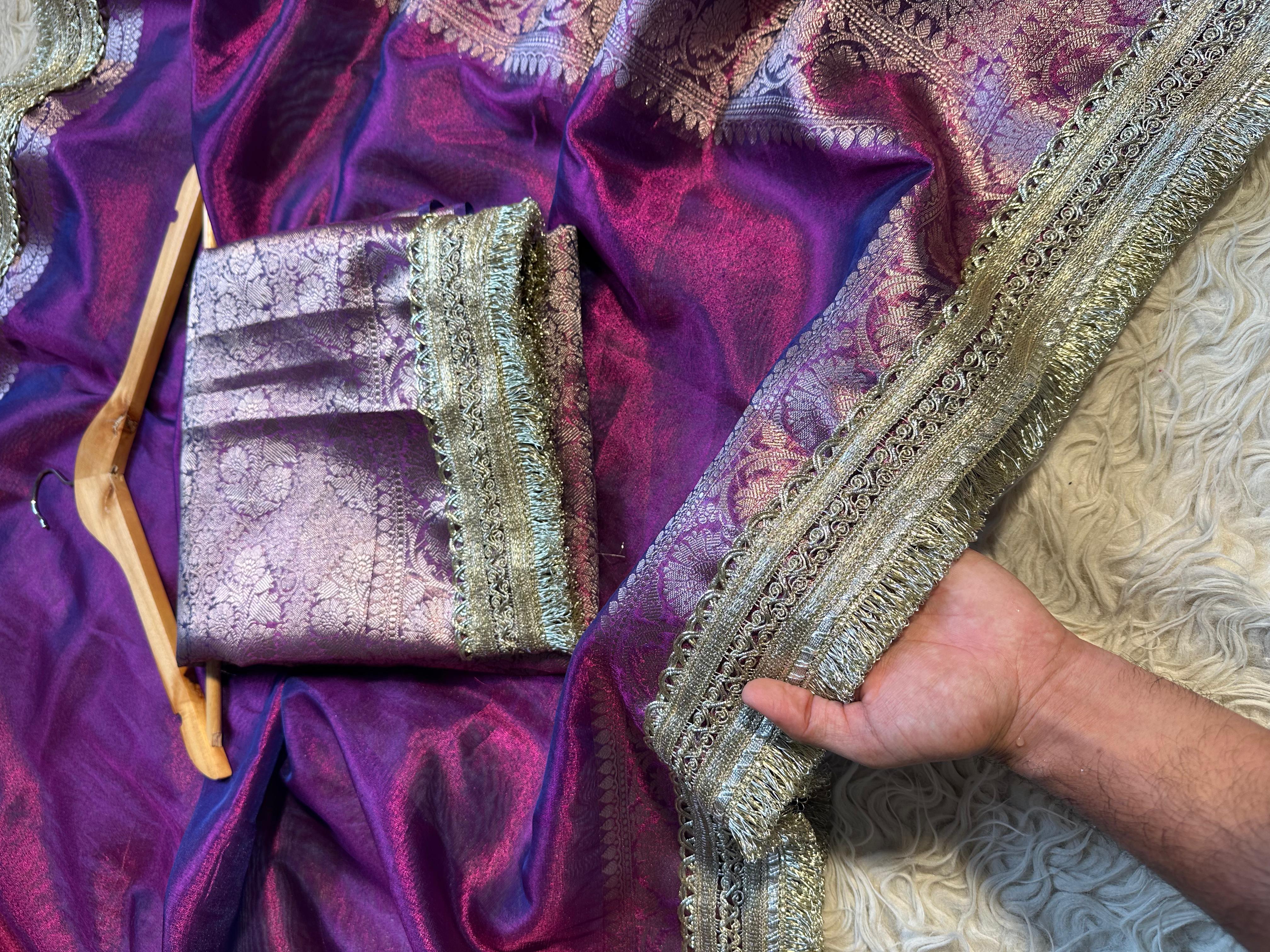 Purple Banarasi Tissue Saree