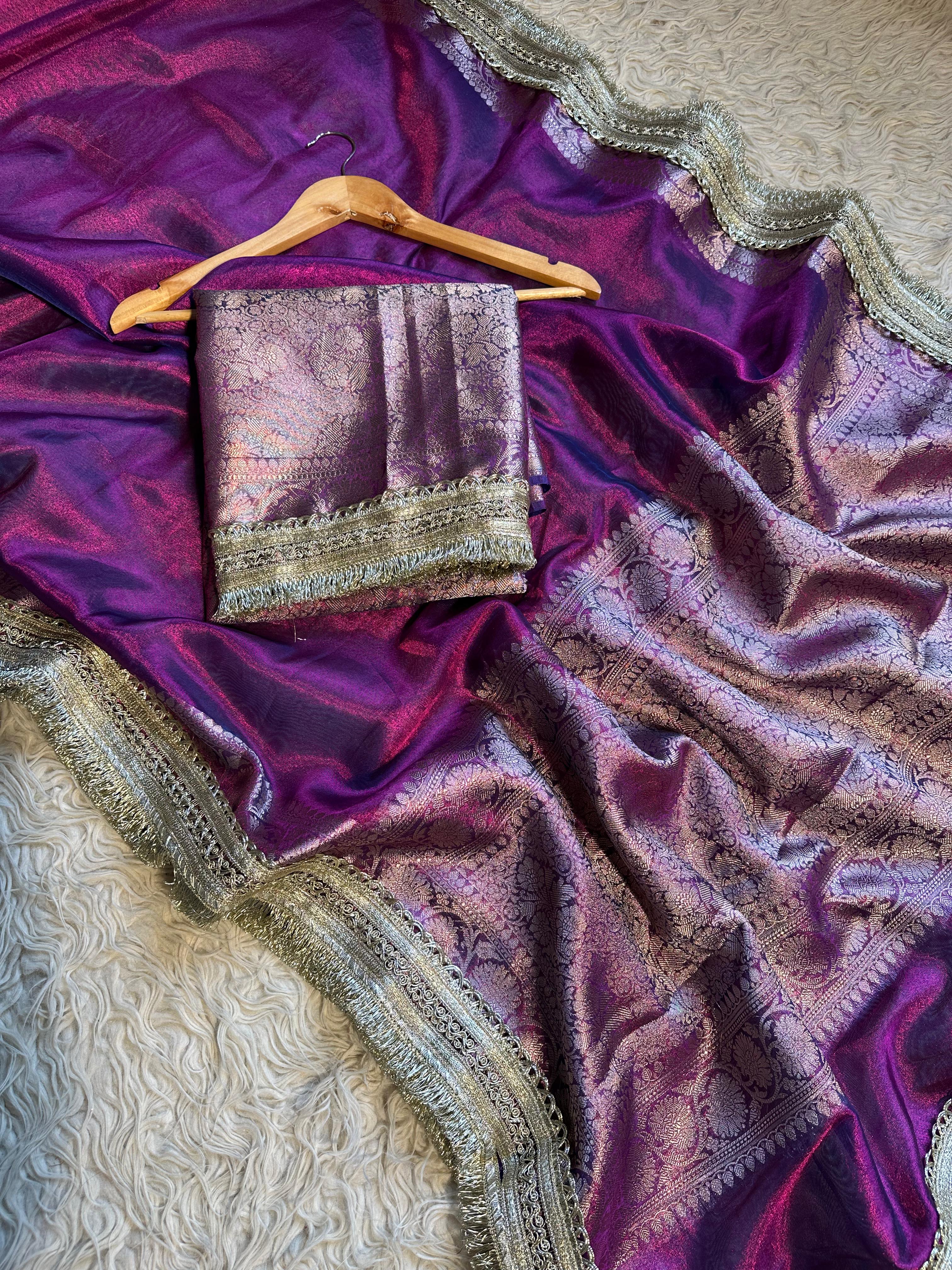 Purple Banarasi Tissue Saree