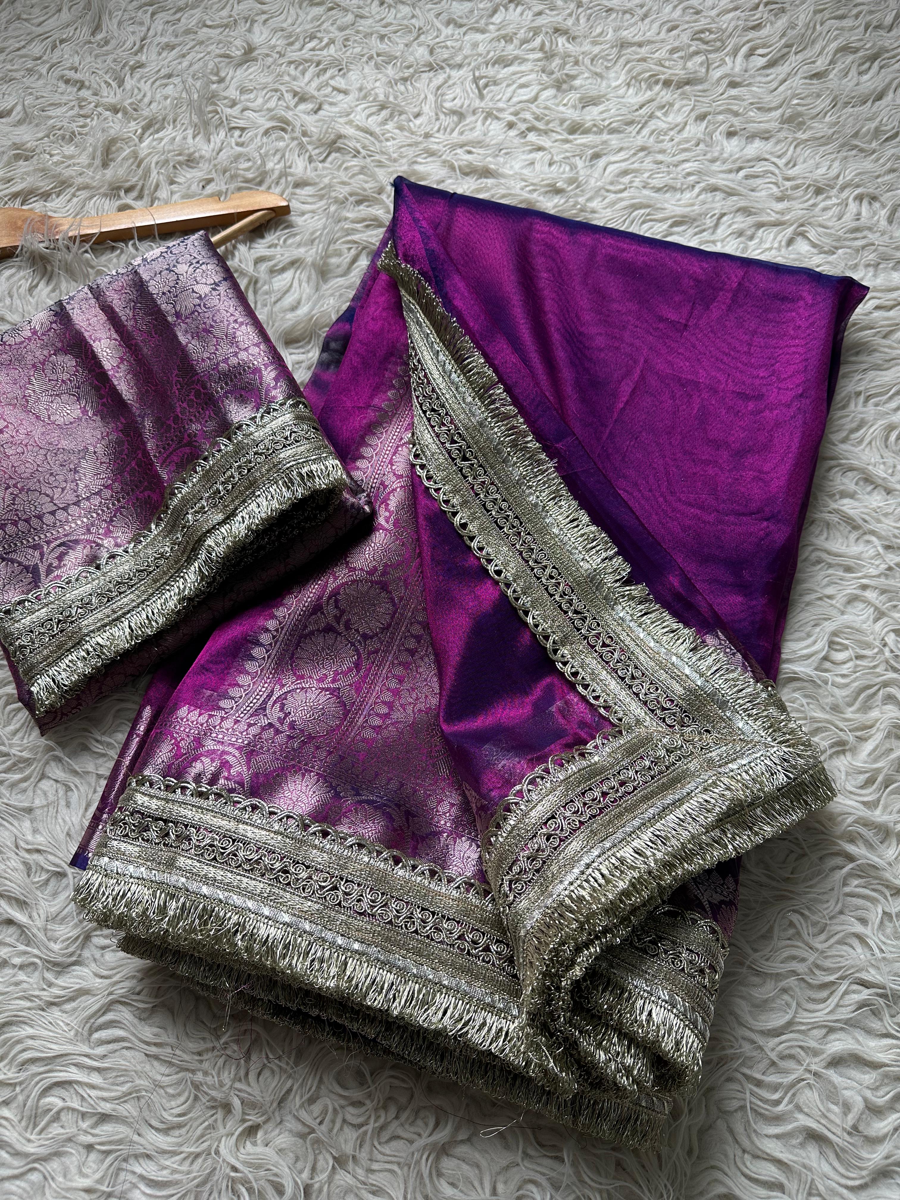 Purple Banarasi Tissue Saree