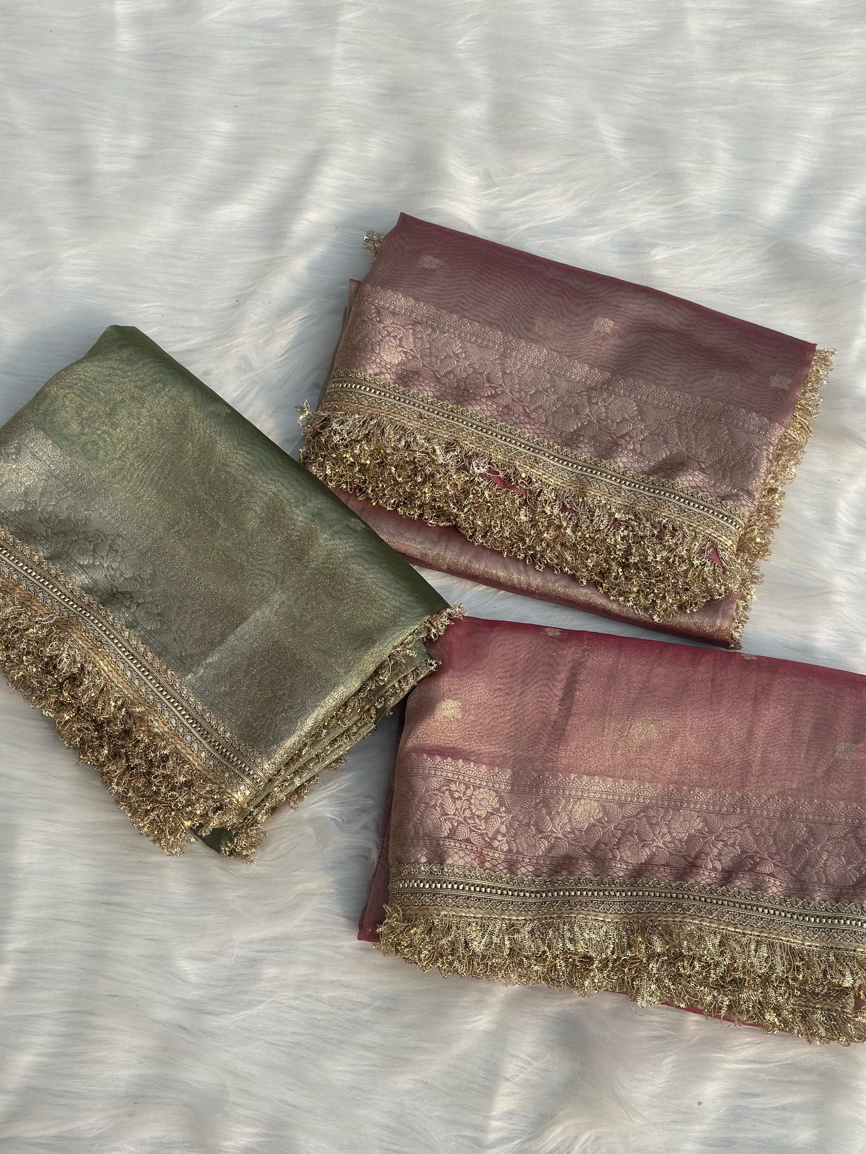 Suneheri Aura Tissue Banarasi Saree