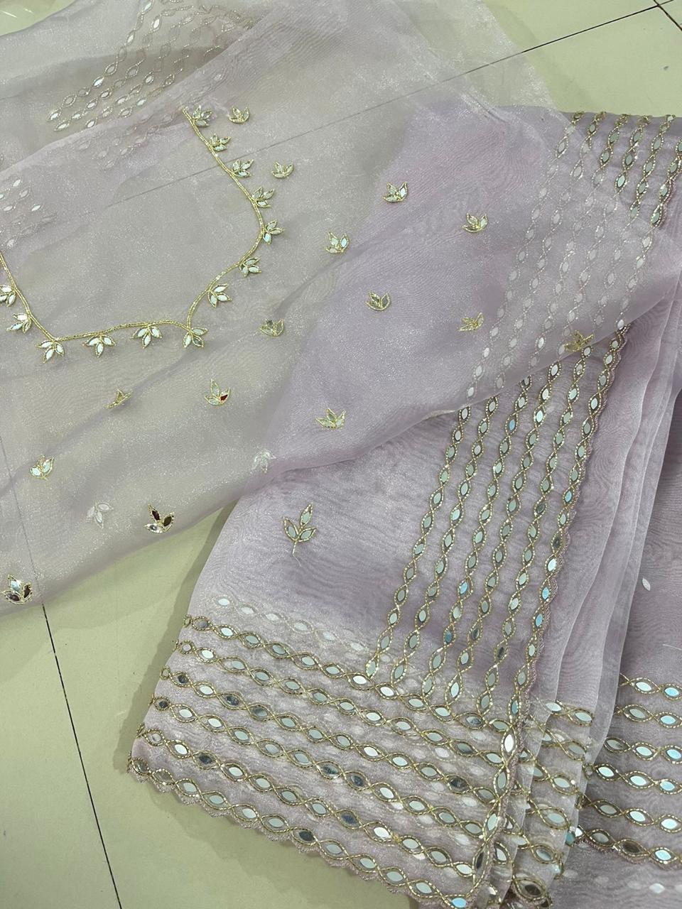 pastel mirror saree