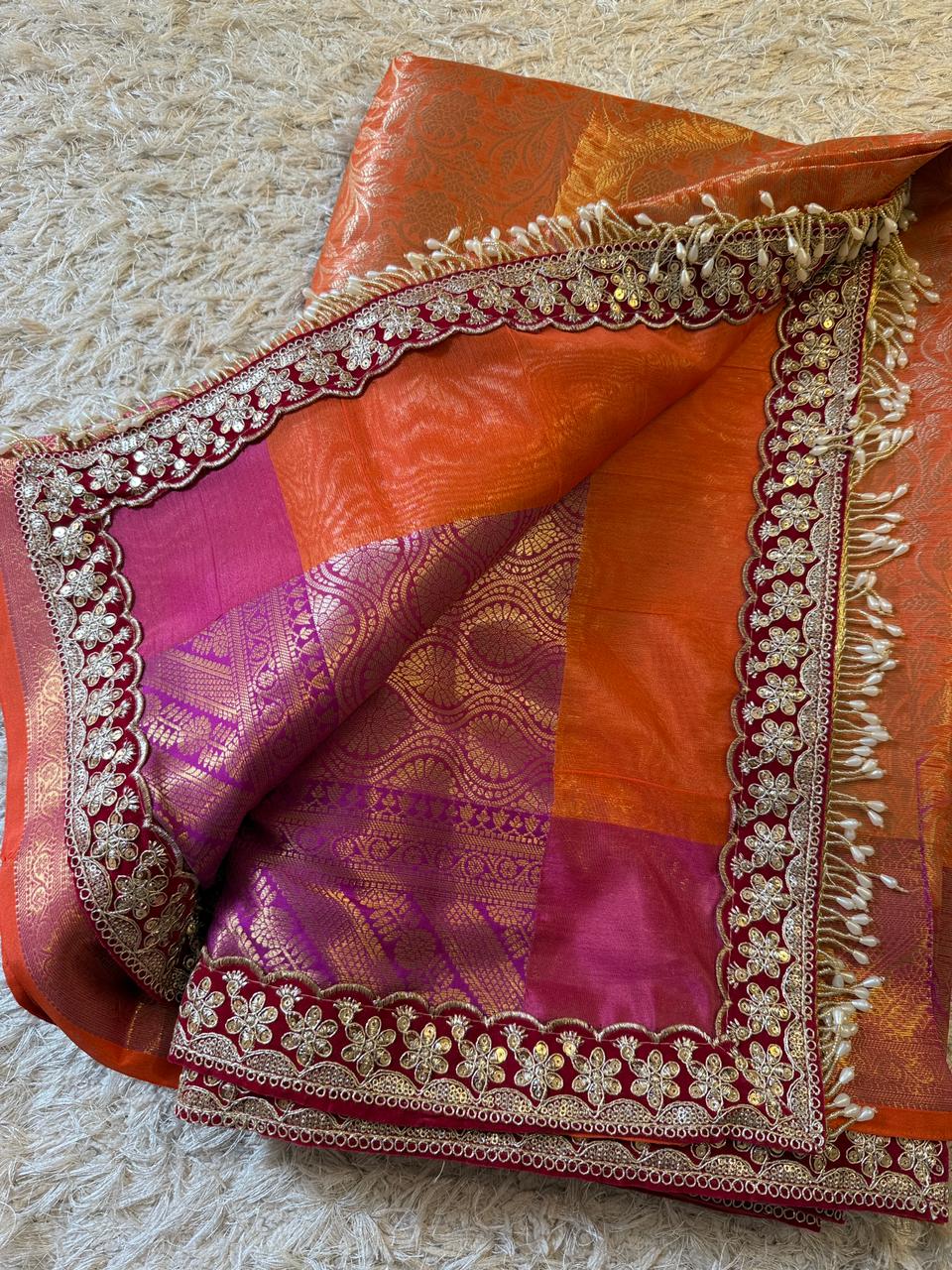 Orange Kanjivaram Silk Saree