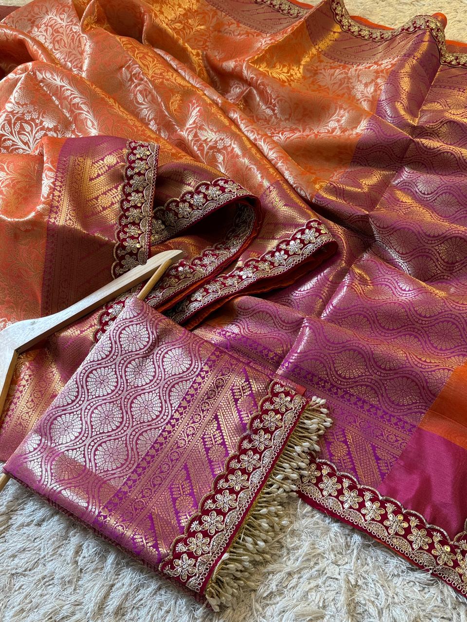 Orange Kanjivaram Silk Saree