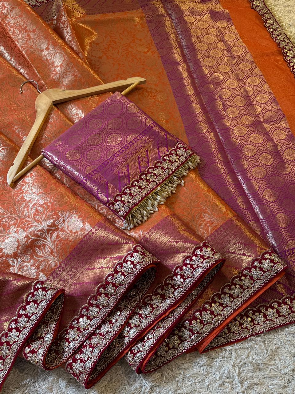 Orange Kanjivaram Silk Saree
