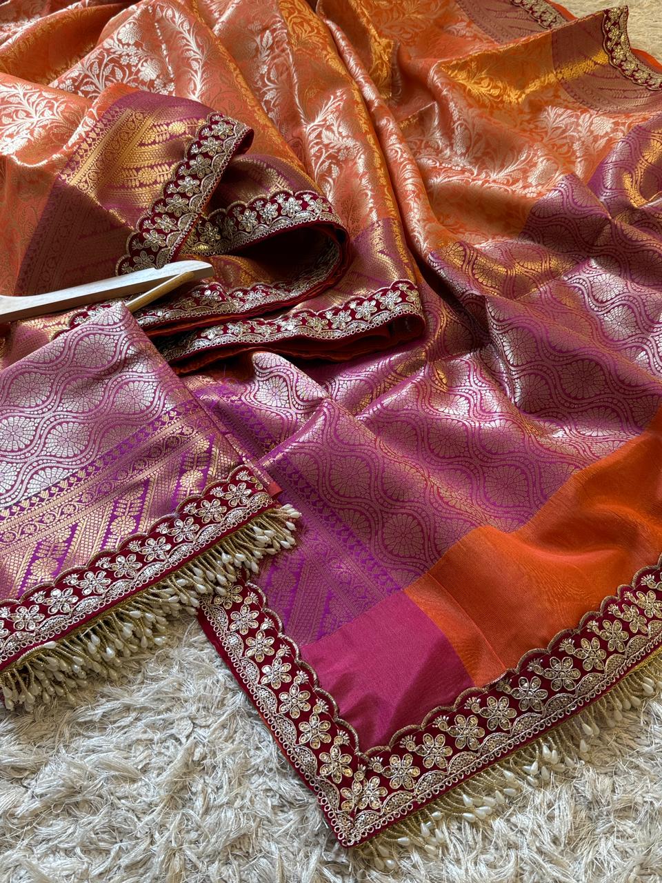 Orange Kanjivaram Silk Saree