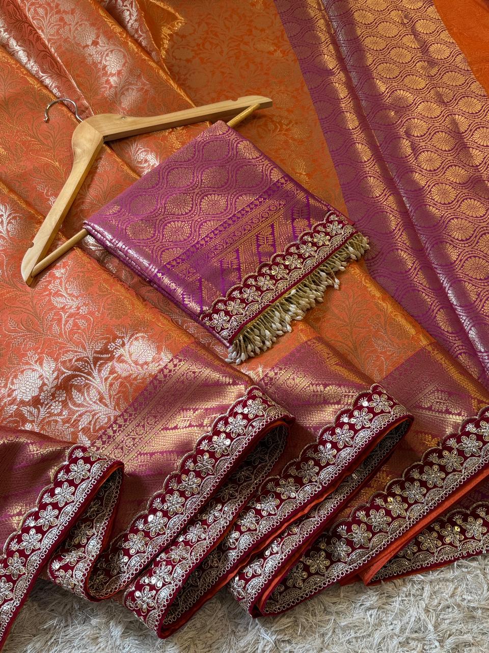 Orange Kanjivaram Silk Saree