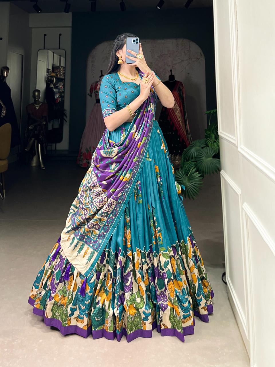 Tussar Glow Kalamkari Lehenga Set