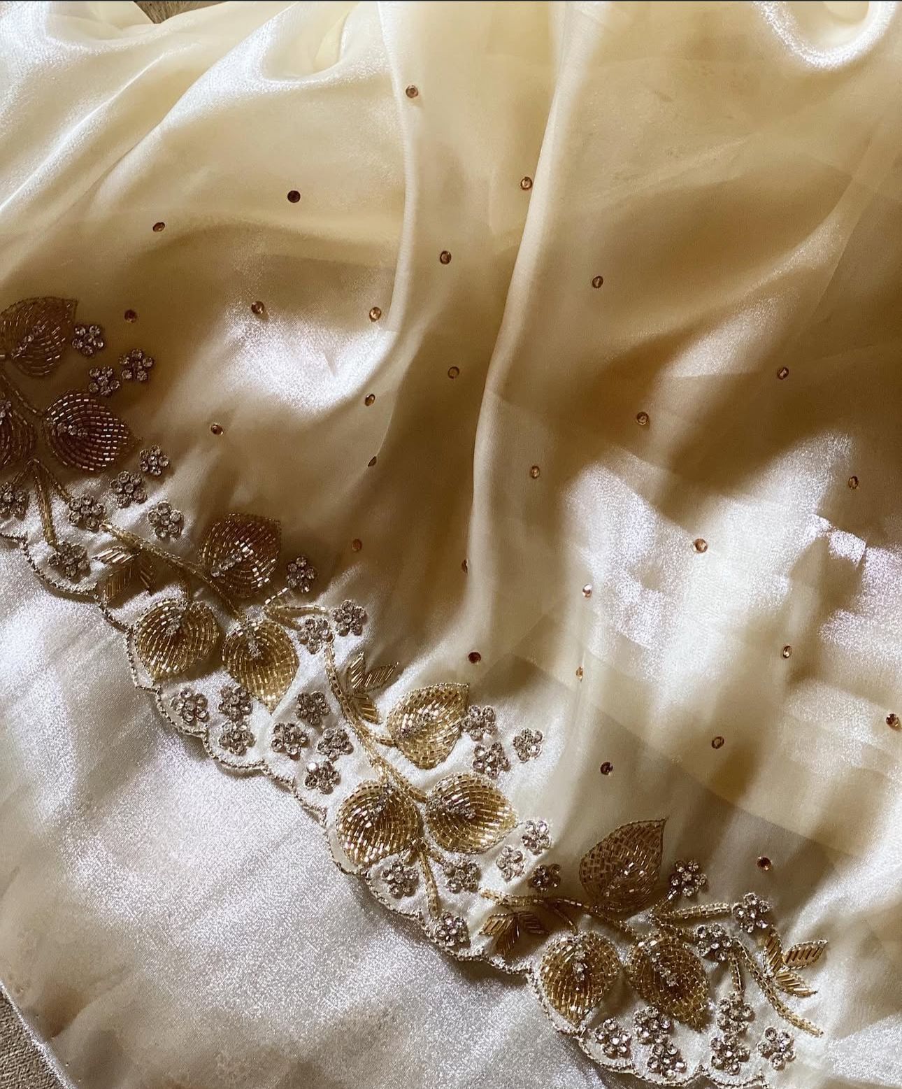 Gold Satin Organza Saree